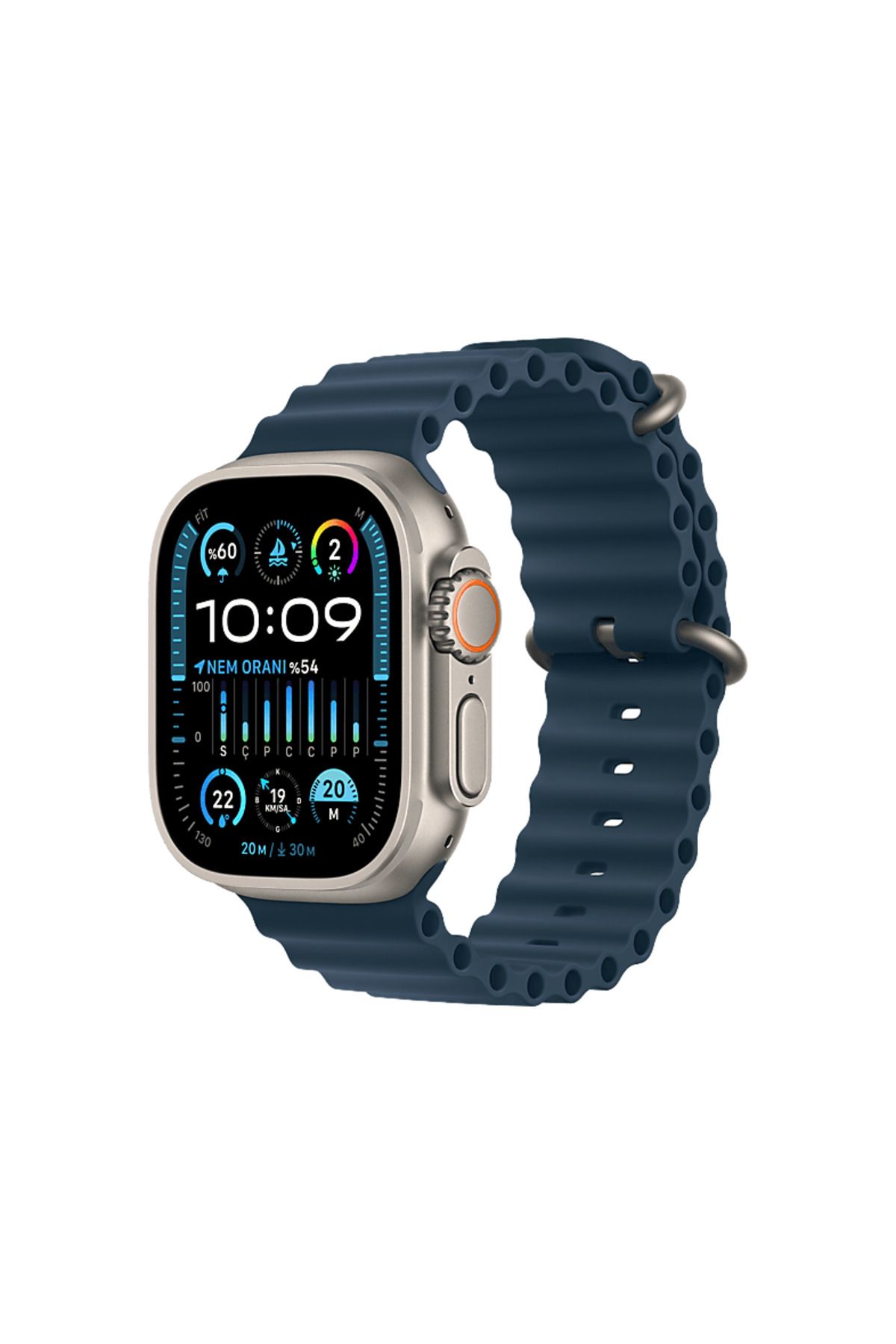 Apple Watch Ultra 2 GPS + Cellular MREG3TU/A 49 mm Uyumlu  Titanyum Kasa ve Mavi Ocean Kordon