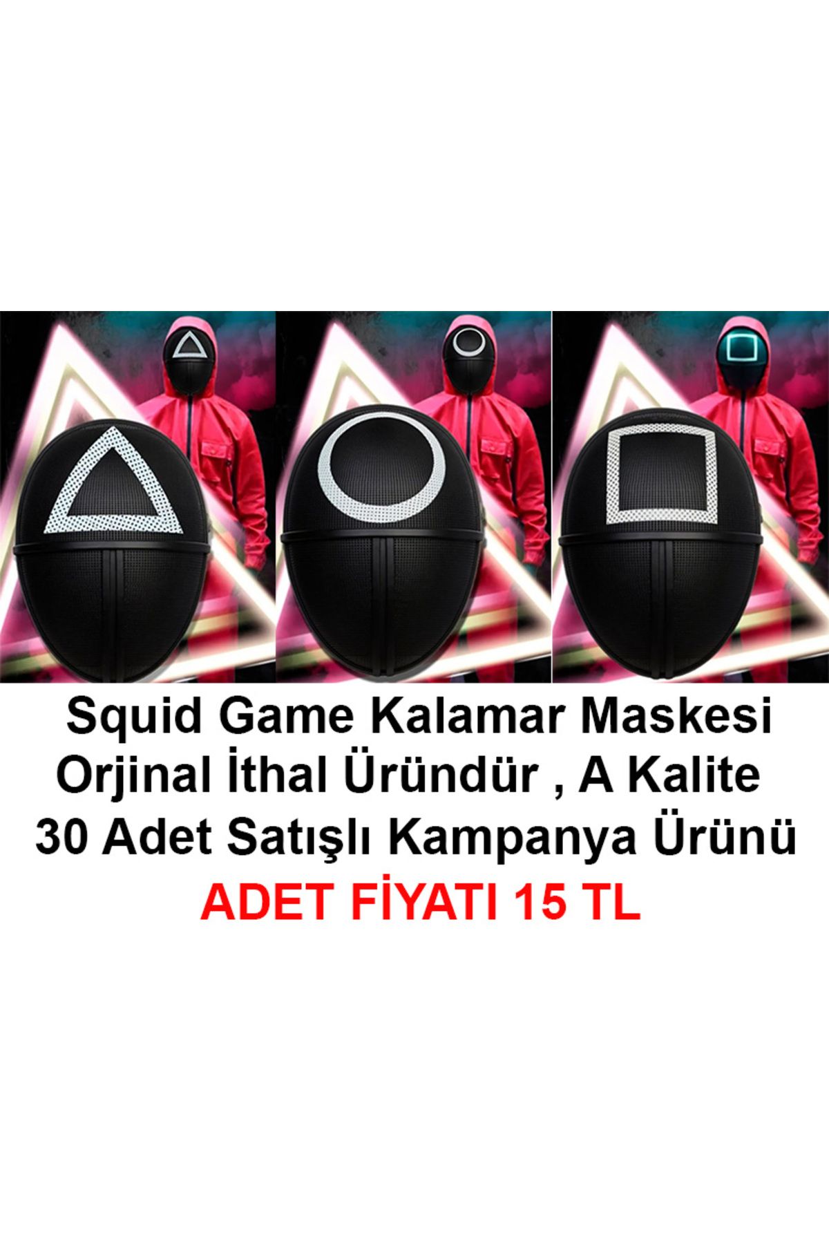 ithalnet Squid Game Maskesi 3 Model Toplam 30 Adet İthal A Kalite Maske - Kampanya Ürünü