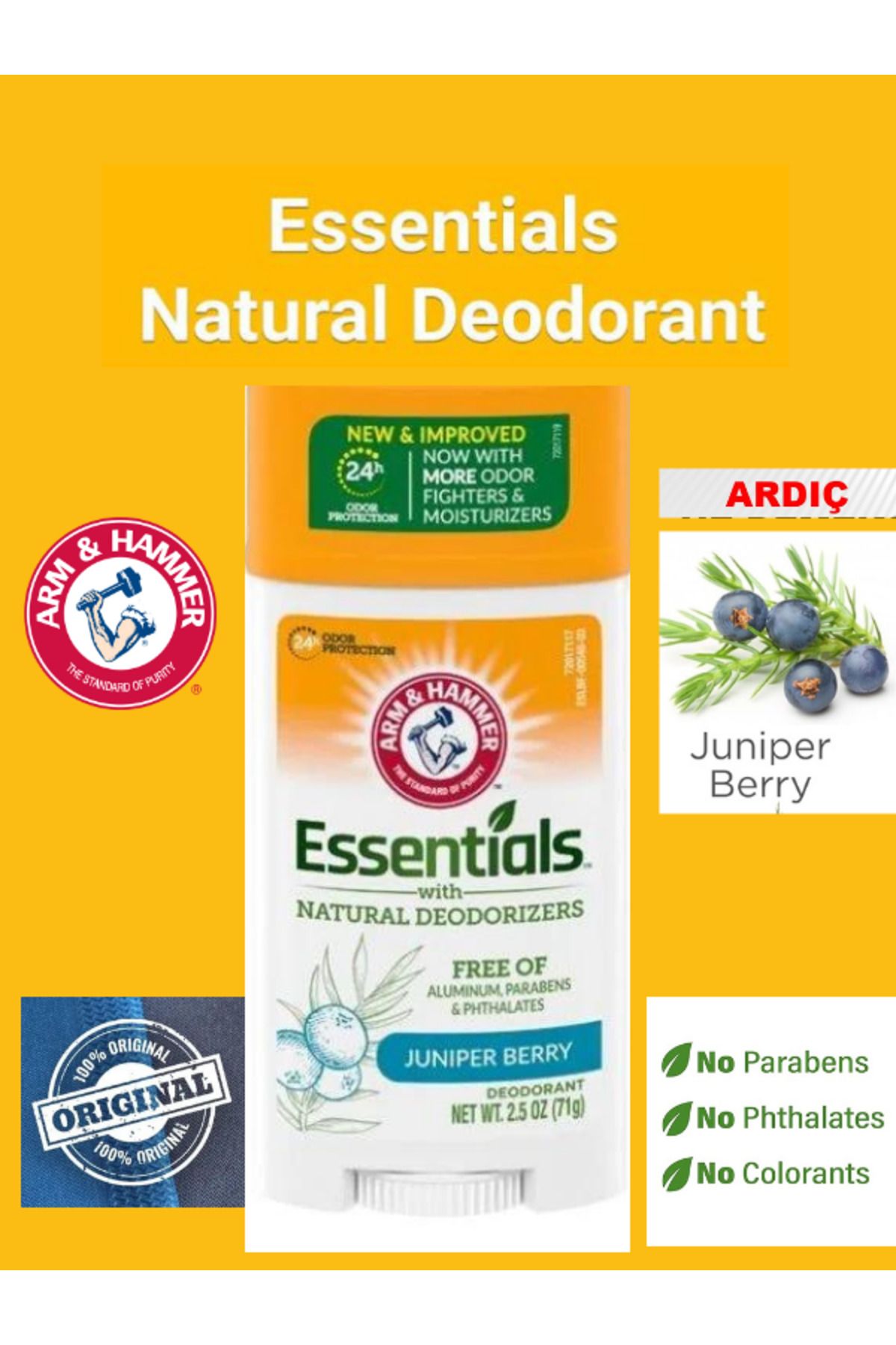 Arm Hammer Essentials Juniper Berry(Ardıç)Deodorant Stick 71 gr(İthal)