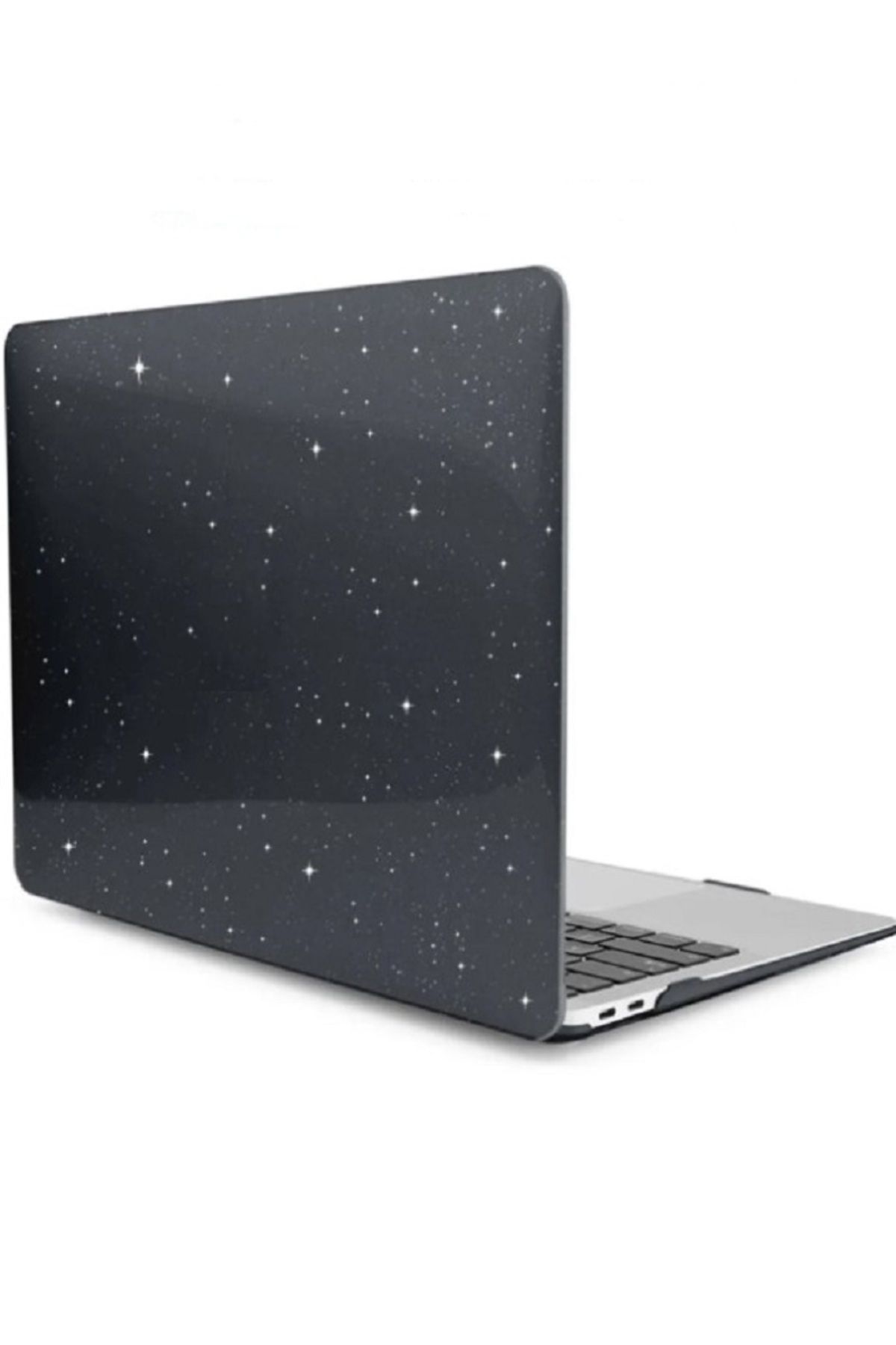 Nezih Case Apple Macbook Pro 2023 14 Inç M2 Pro/max A2779 Uyumlu Simli Siyah Kristal Tam Korumalı Kılıf