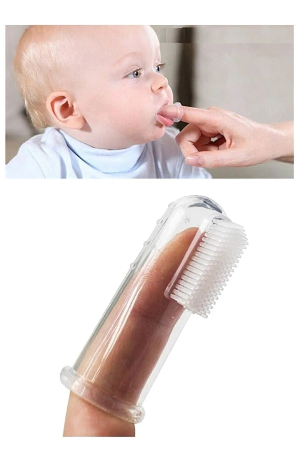 Özlem Toys 0-3 Yaş Silikon Bebek Damak Diş Kaşıyıcı Çocuk Parmak Diş Fırçası