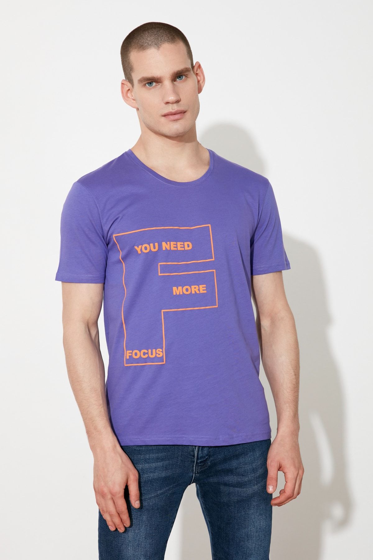 TRENDYOL MAN Mor Erkek T-Shirt TMNSS21TS2236
