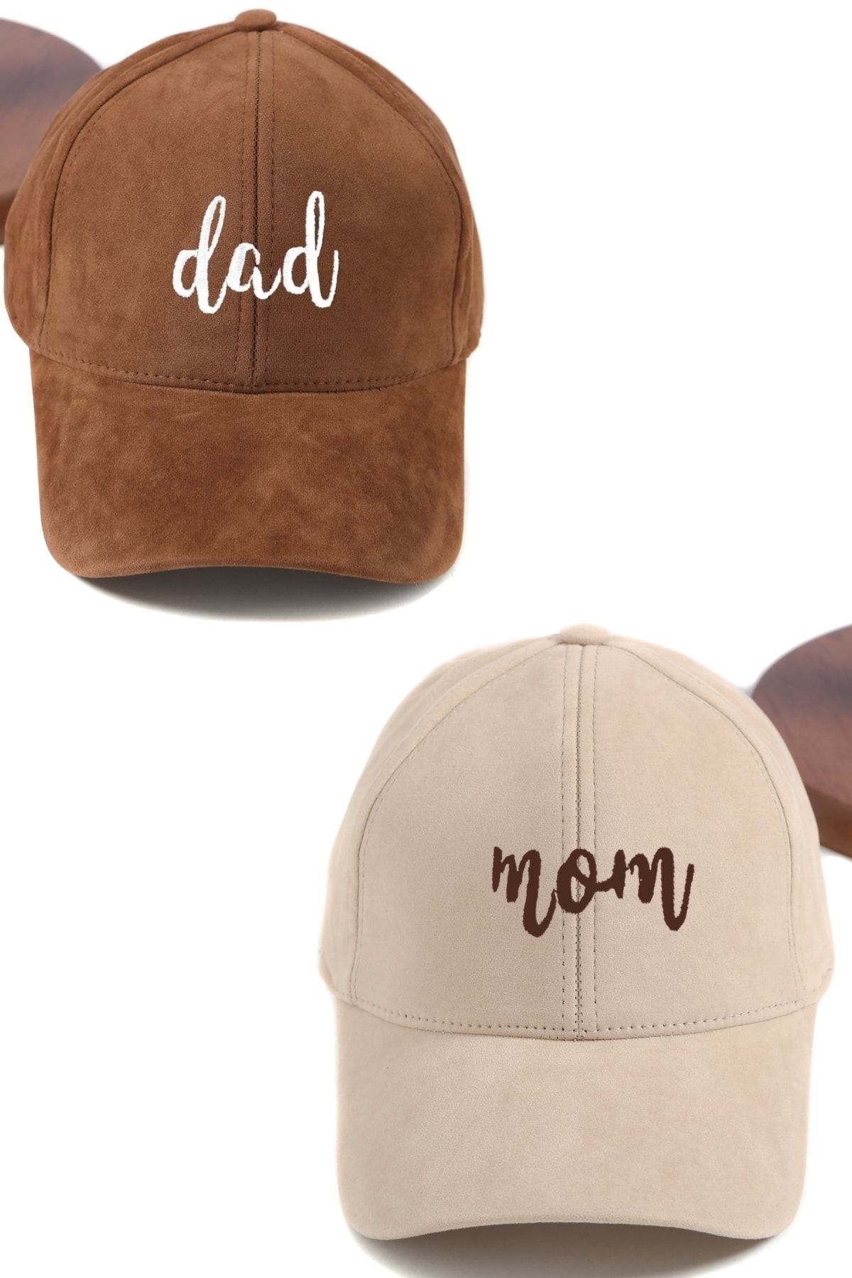 ŞapkaMania Dad & Mom El Yazılı Süet Kep Set