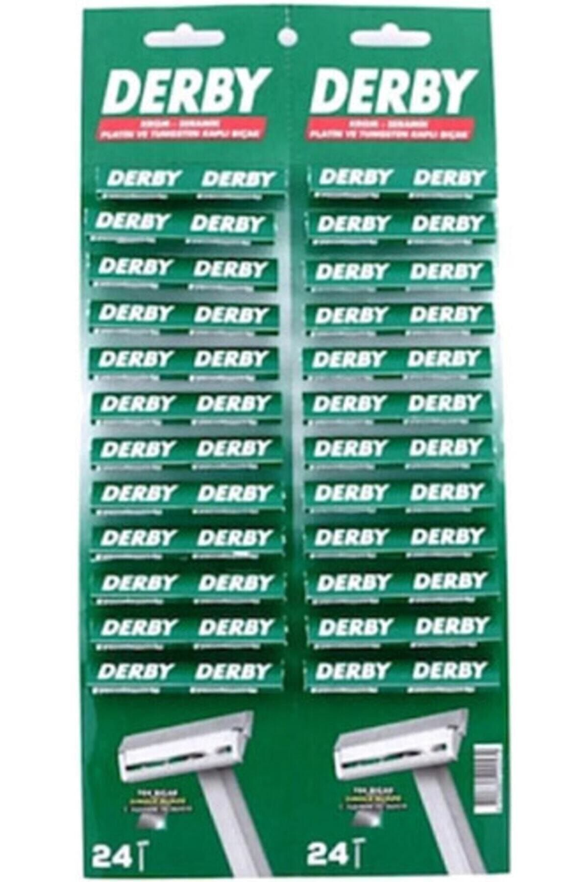 Derby Kartela Tek Traş Bıçağı 48 Li 2 Paket Berber Jileti (96 Adet)