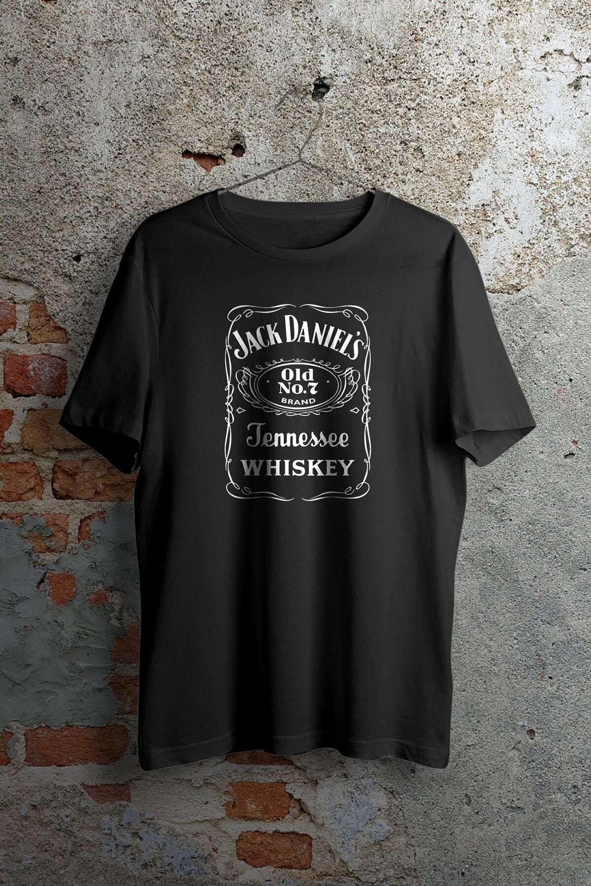 Genel Markalar Unisex Siyah Jack Daniels Baskılı Tshirt