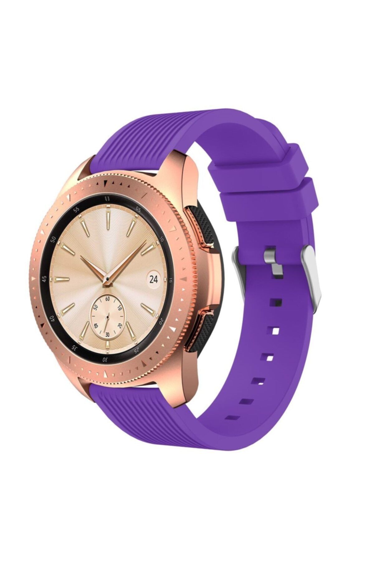UnDePlus ????samsung Galaxy Watch Active 2 40mm Kordon Çizgili Silikon Kordon Mor