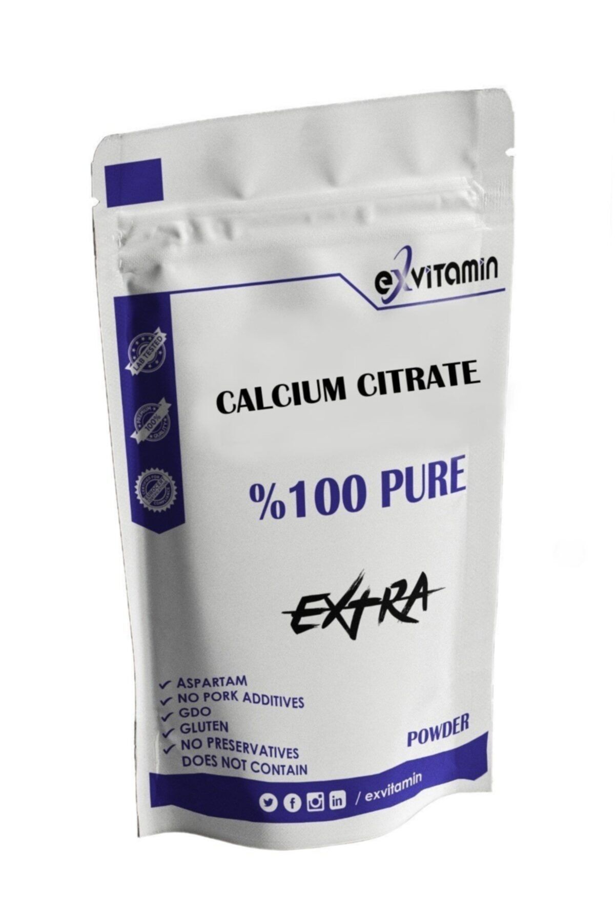 exvitamin Calcium Citrate Pure Kalsiyum Sitrat Toz 500 Gr