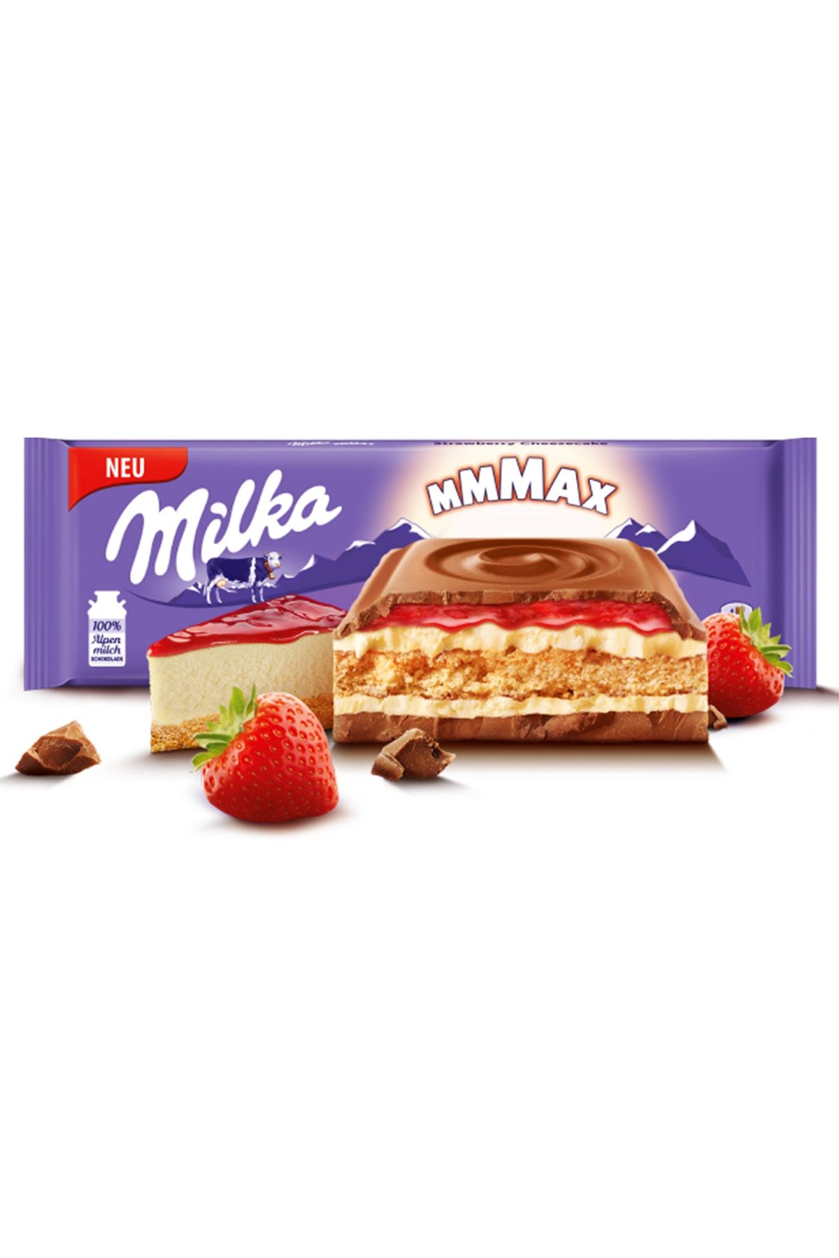 Milka Mmmax Strawberry Cheesecake Chocolate Bar 300 gr