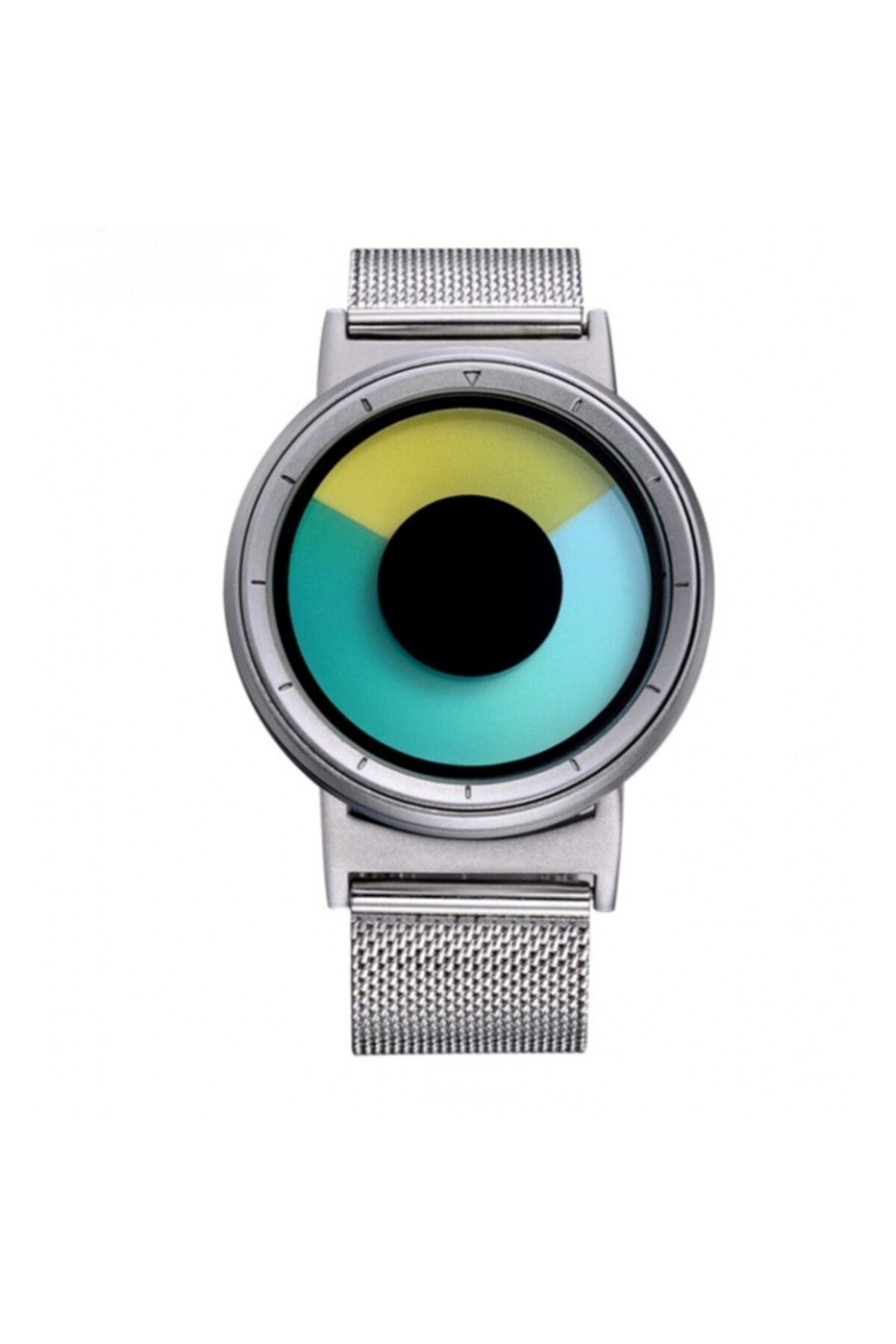 Cool Watch - Silver Kasa - Silver Kordon Cool Galaxy Mix Sarı Yeşil Ekran Unisex Kol Saati
