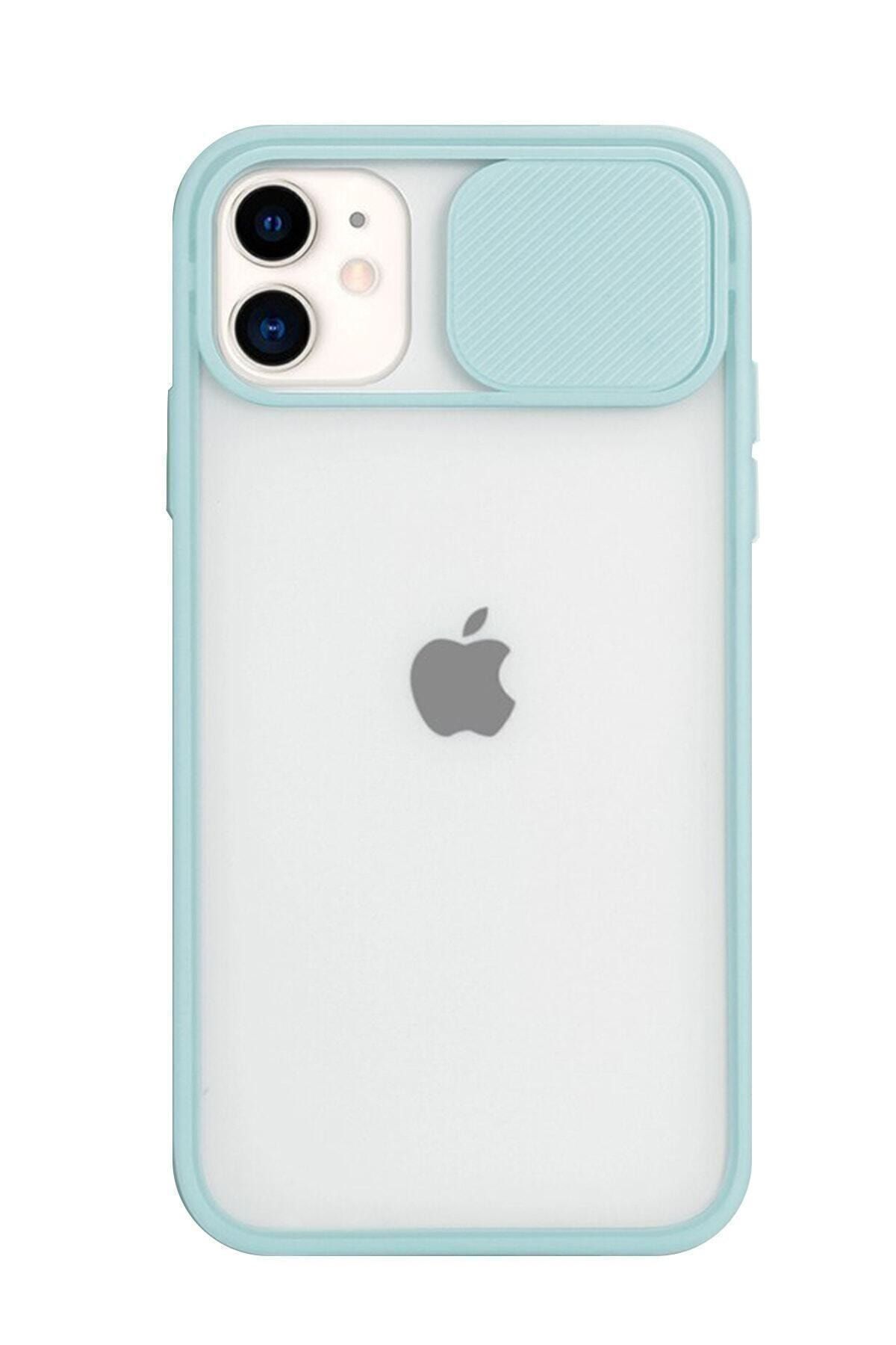 Severale Mavi Apple Iphone 11 Slayt Kamera Lens Korumalı Telefon Kılıfı