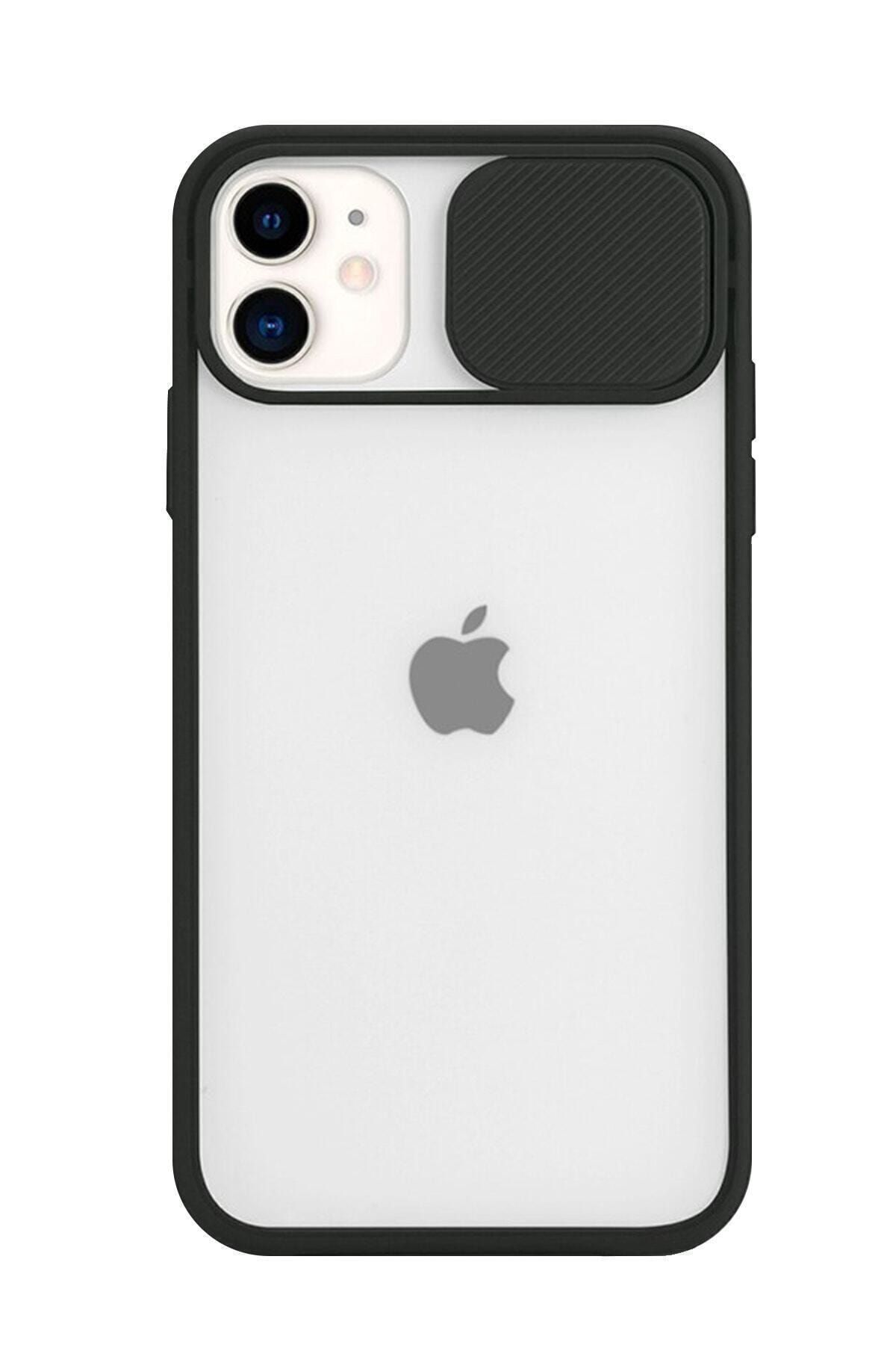 Severale Siyah Apple Iphone 11 Slayt Kamera Lens Korumalı  Telefon Kılıfı