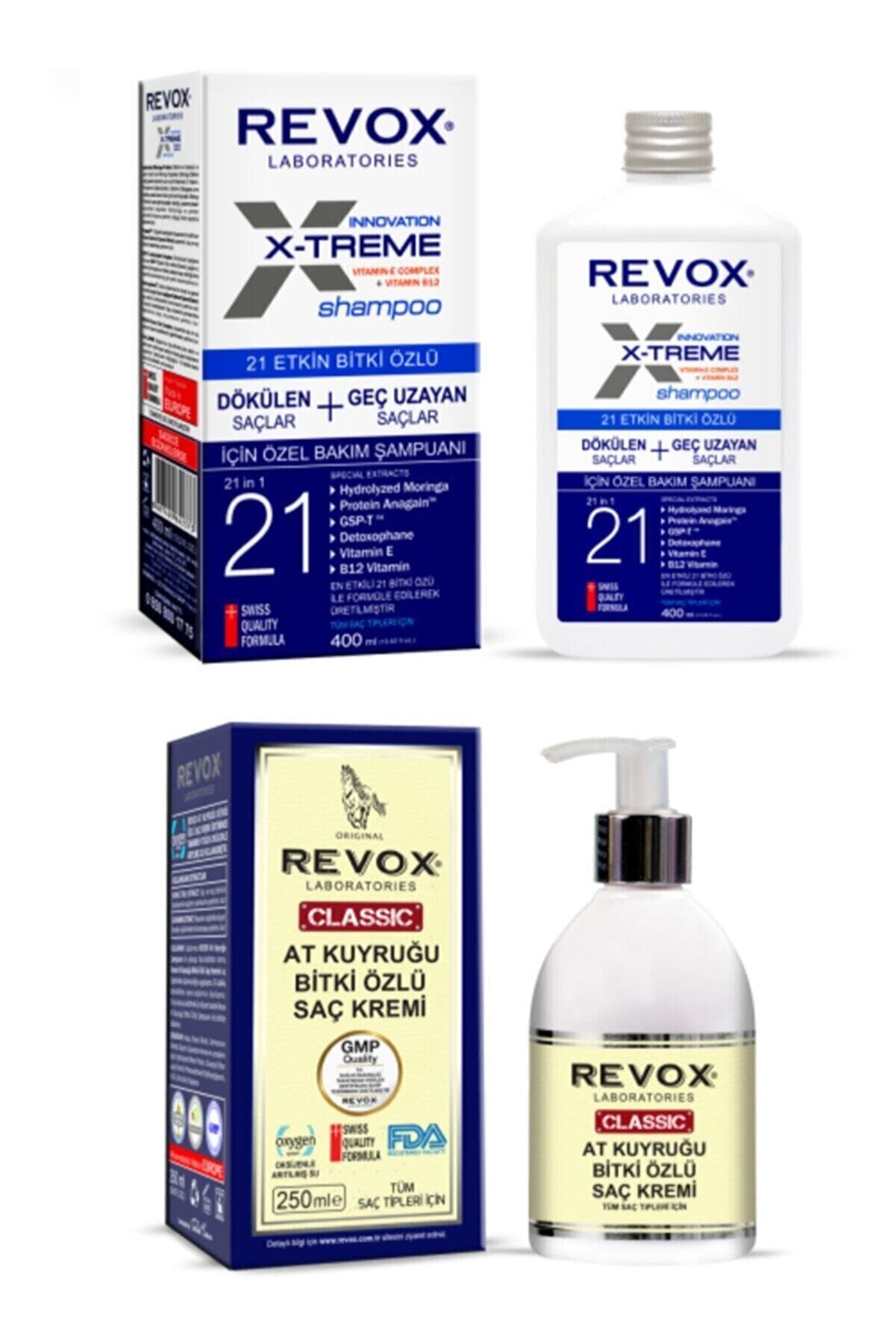 Revox Unisex X Treme Dökülen Ve Geç Uzayan Saçlara Özel Bakım Şampuanı At Kuyruğu Bitki Özlü Saç Kremi