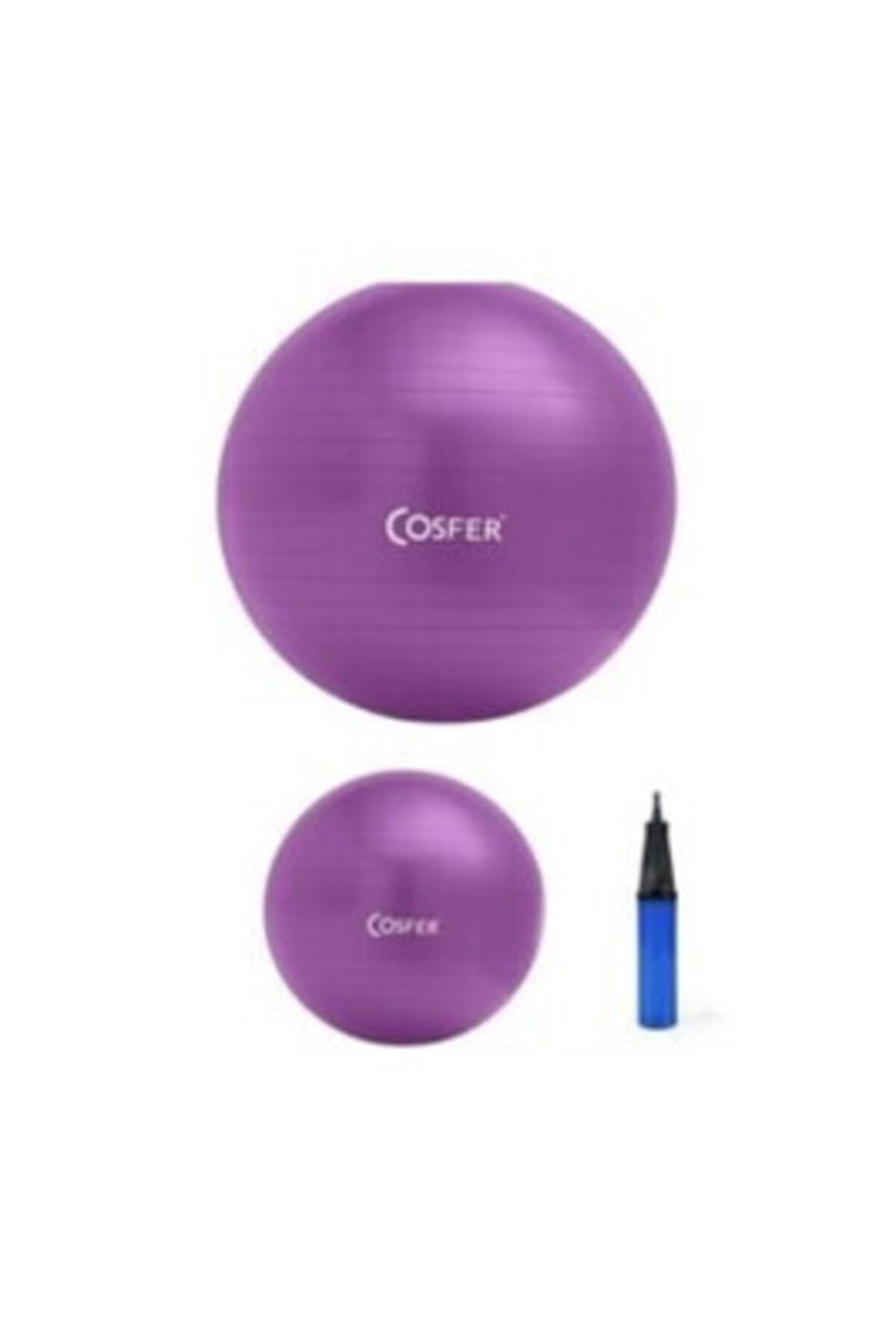Cosfer 55 Cm Pilates Lüx Topu - 20cm Mini Denge Topu Ve Pompa Seti Mor Pilates Spor Kondisyon Mor Set Pompa