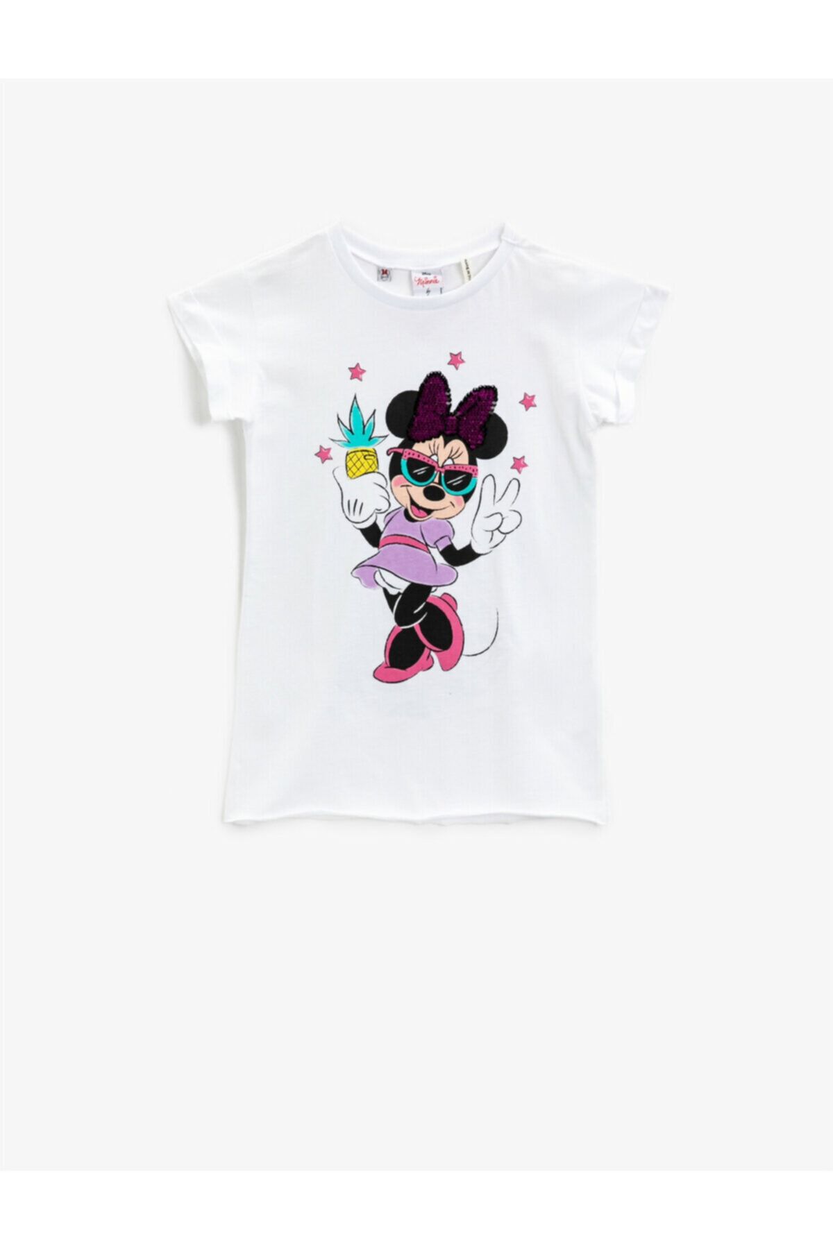 Koton Kız Çocuk Ekru Kadın Ekru Minnie Mouse Lisanslı Pamuklu Kısa Kollu Baskılı T-Shirt