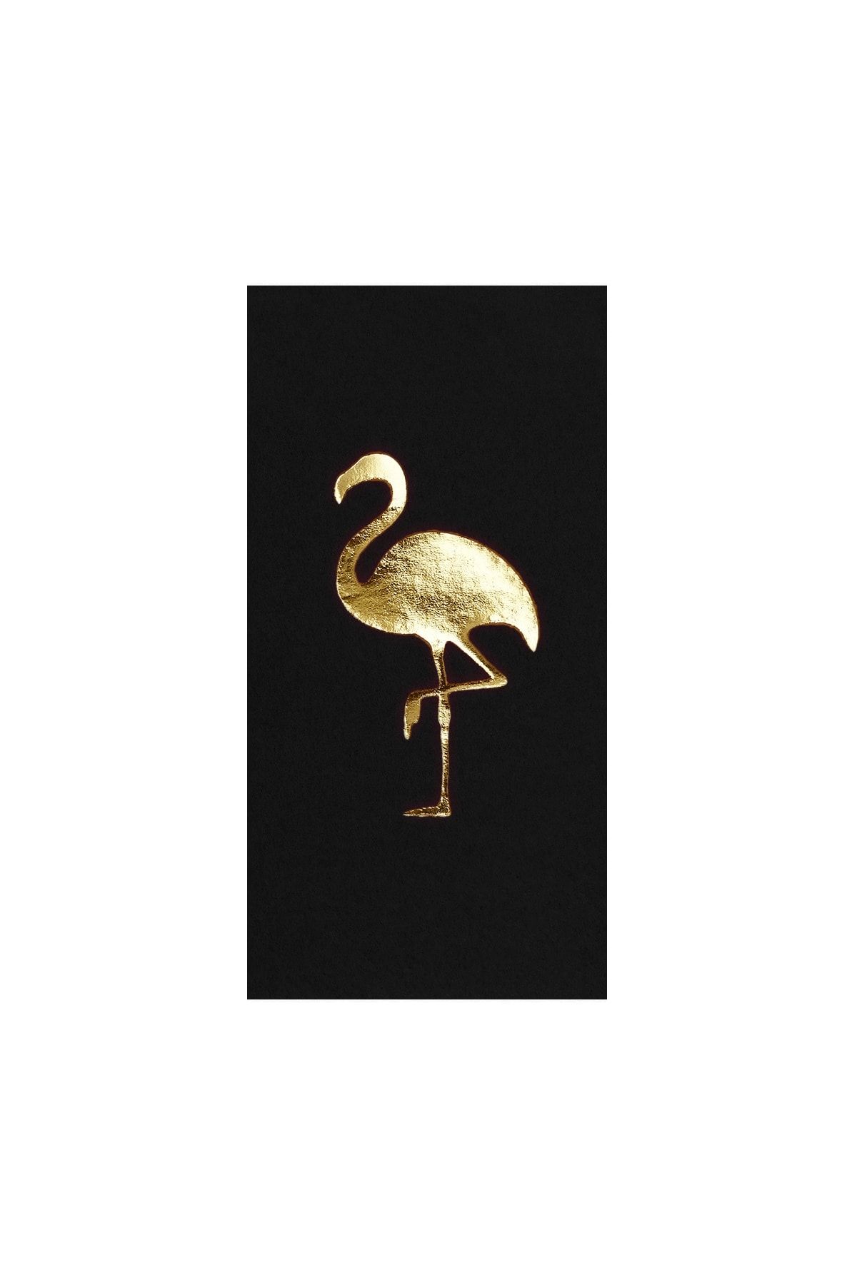 Story 33x33 Cm Altın Varak Flamingo Desenli 16'lı Garson Katlama Siyah Renkli Kağıt Peçete