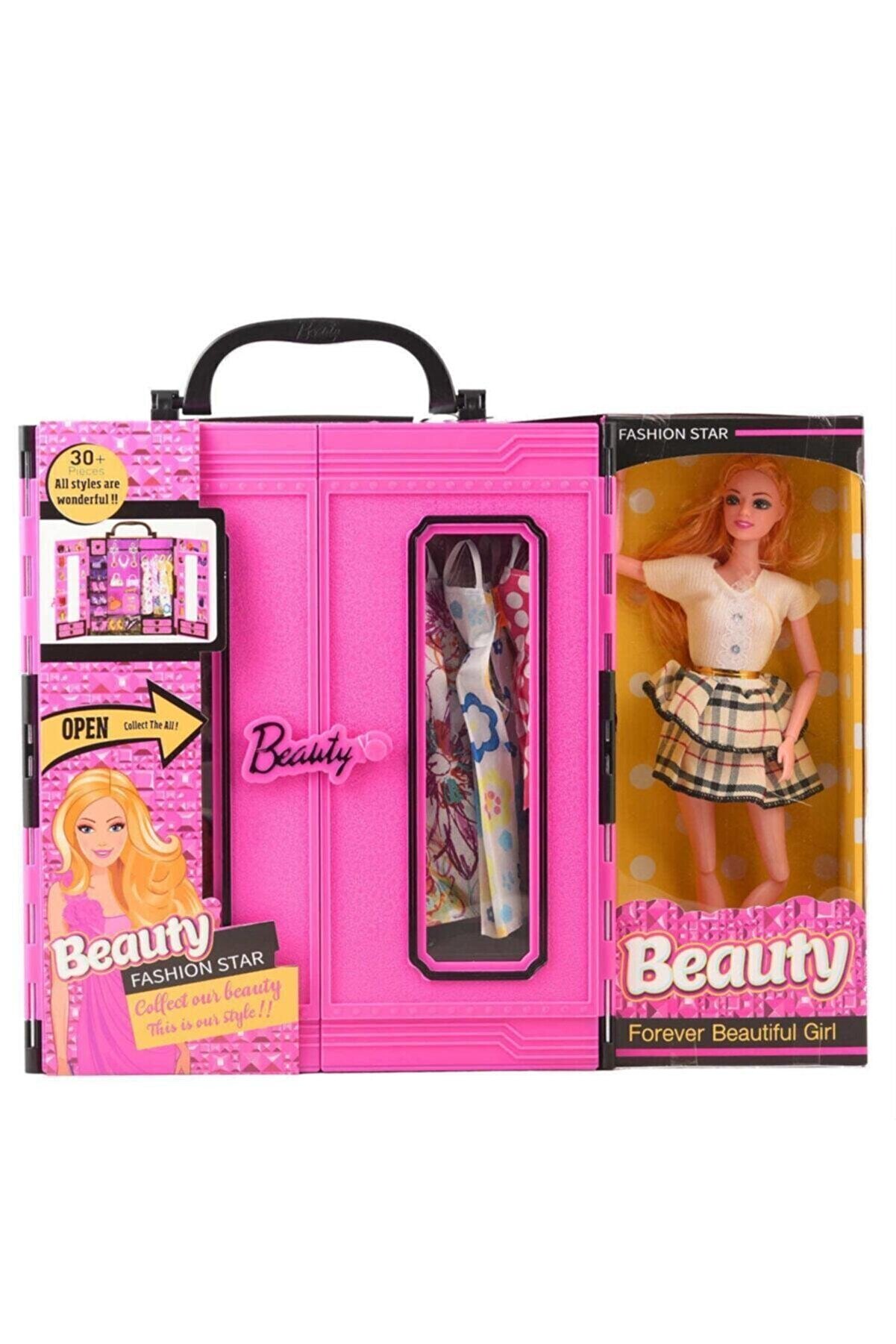 Furkan Oyuncak Sonsuz Hareket Bebekli Barbie Gardrobu, Çantalı Giysi Dolabı