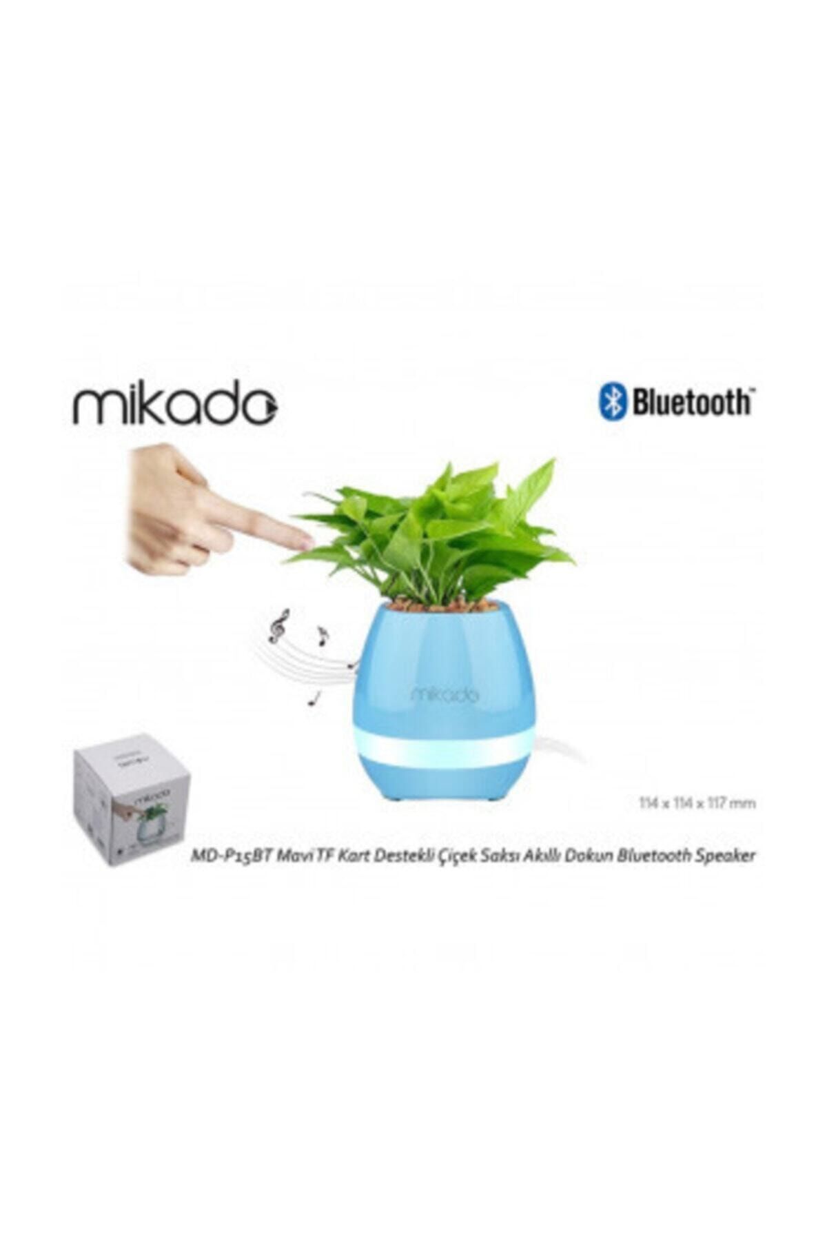 Mikado Md-p15bt Mavi Tf Kart Destekli Çiçek Saksı Akıllı Dokun Bluetooth Speaker