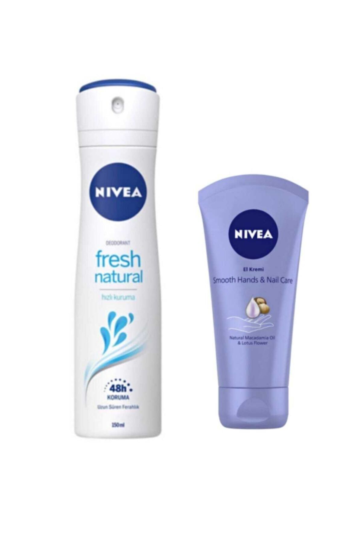 NIVEA Women Fresh Natural 150 ml Deodorant Ve Pürüzsüzleştirici El Tırnak Bakım Kremi Tüp 75 ml Set