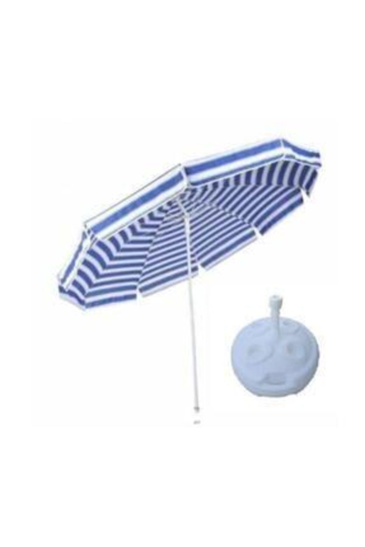Genel Markalar Yüksek Kalite Mavi 10 Telli Eğilebilir 200 cm Plaj Şemsiyesi Bidon Dahil