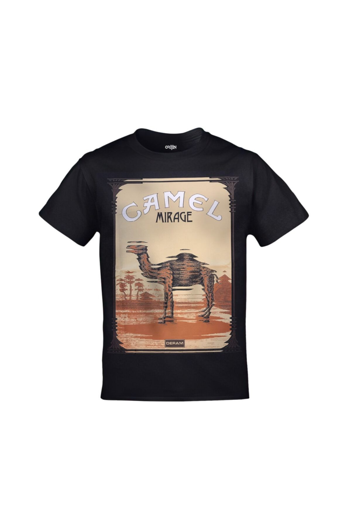 Orijin Tekstil Camel Mirage Baskılı Unisex Siyah Tshirt