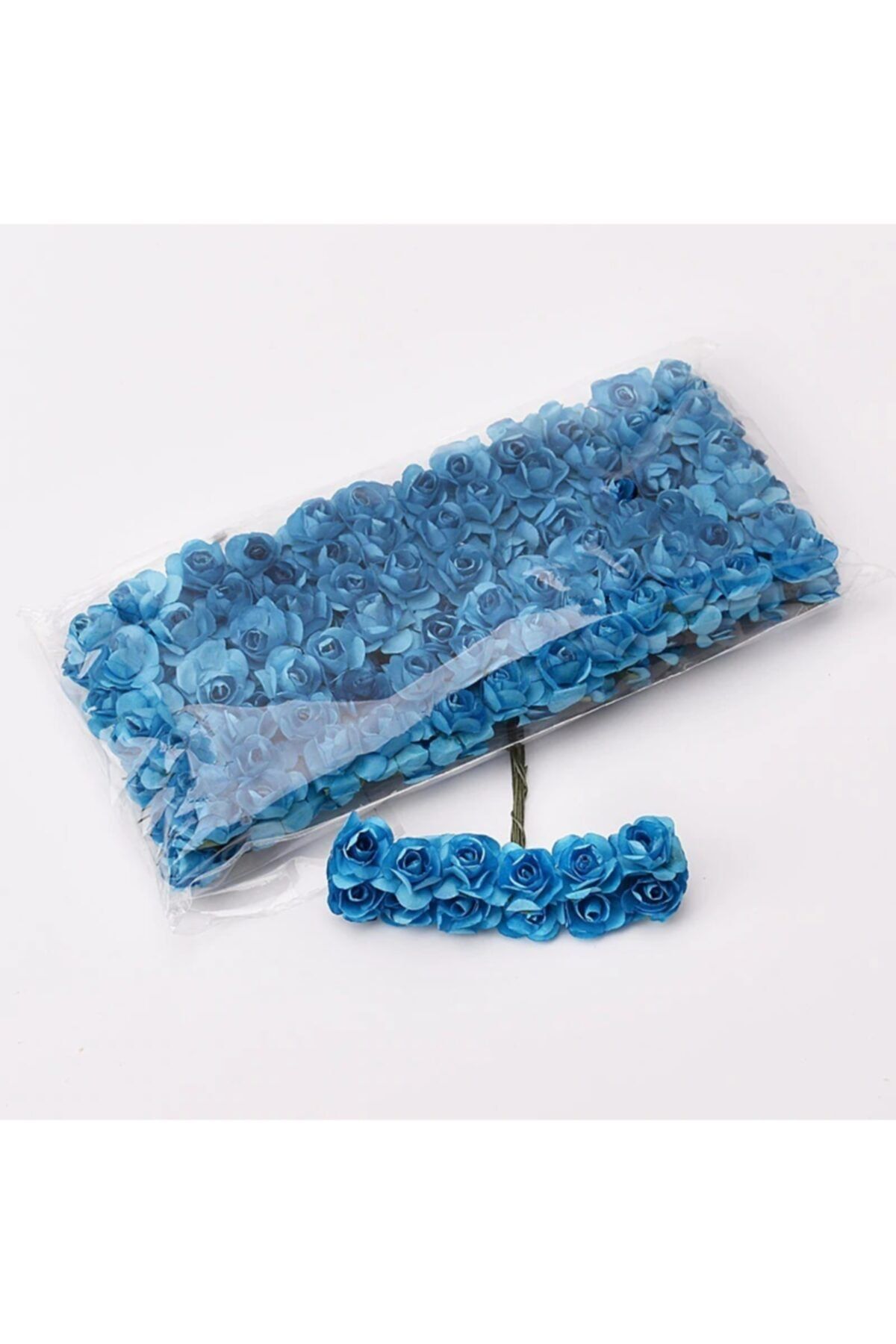 Aker Hediyelik Mavi Kağıt Gül 144lü Kağıt Güller El Işi Süsleme Hobi Dekorasyon Tasarım Yapay Çiçek Aranjman