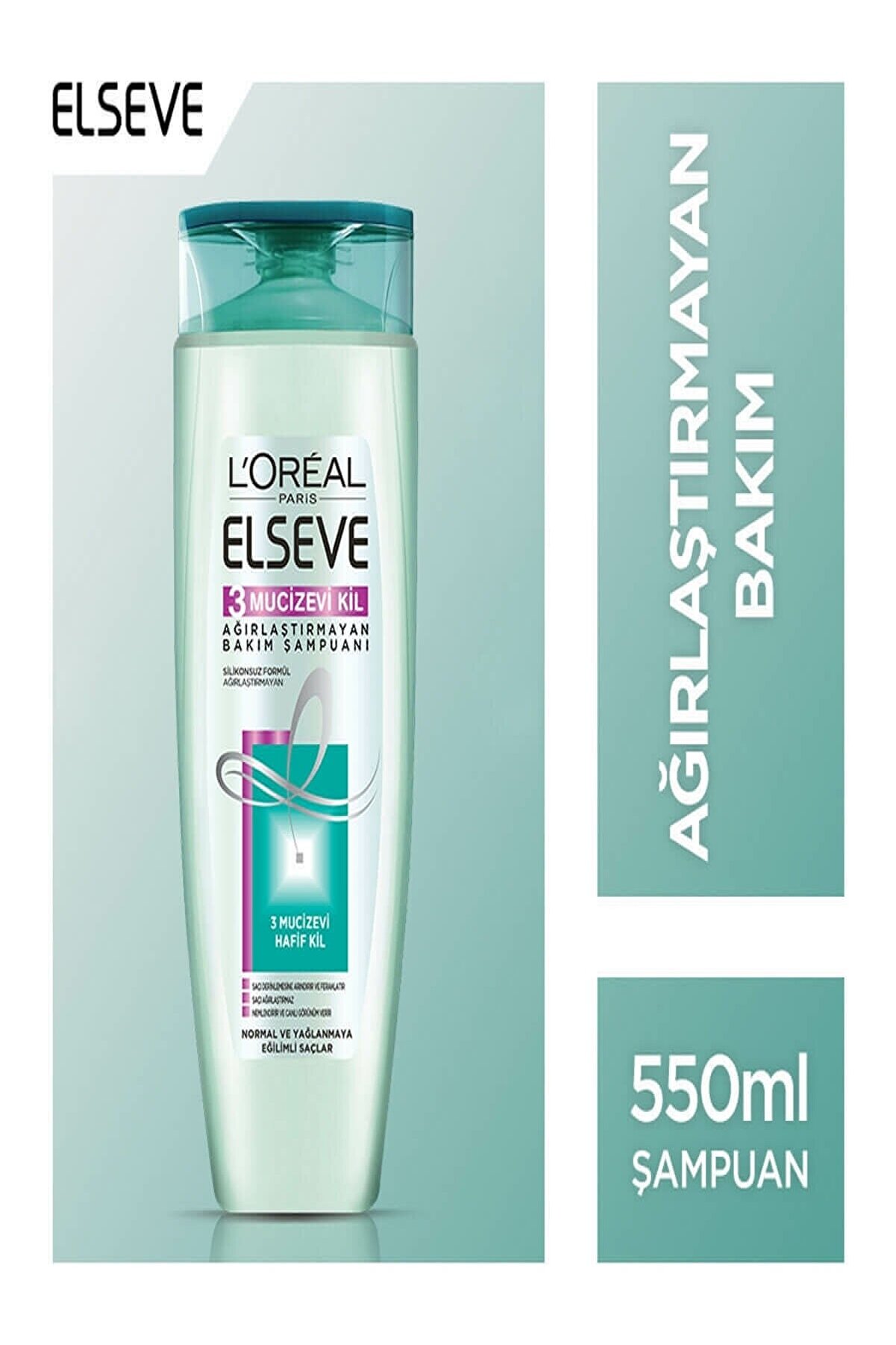 Elseve 3 Mucizevi Kil Ağırlaştırmayan Bakım Şampuanı 550 ml