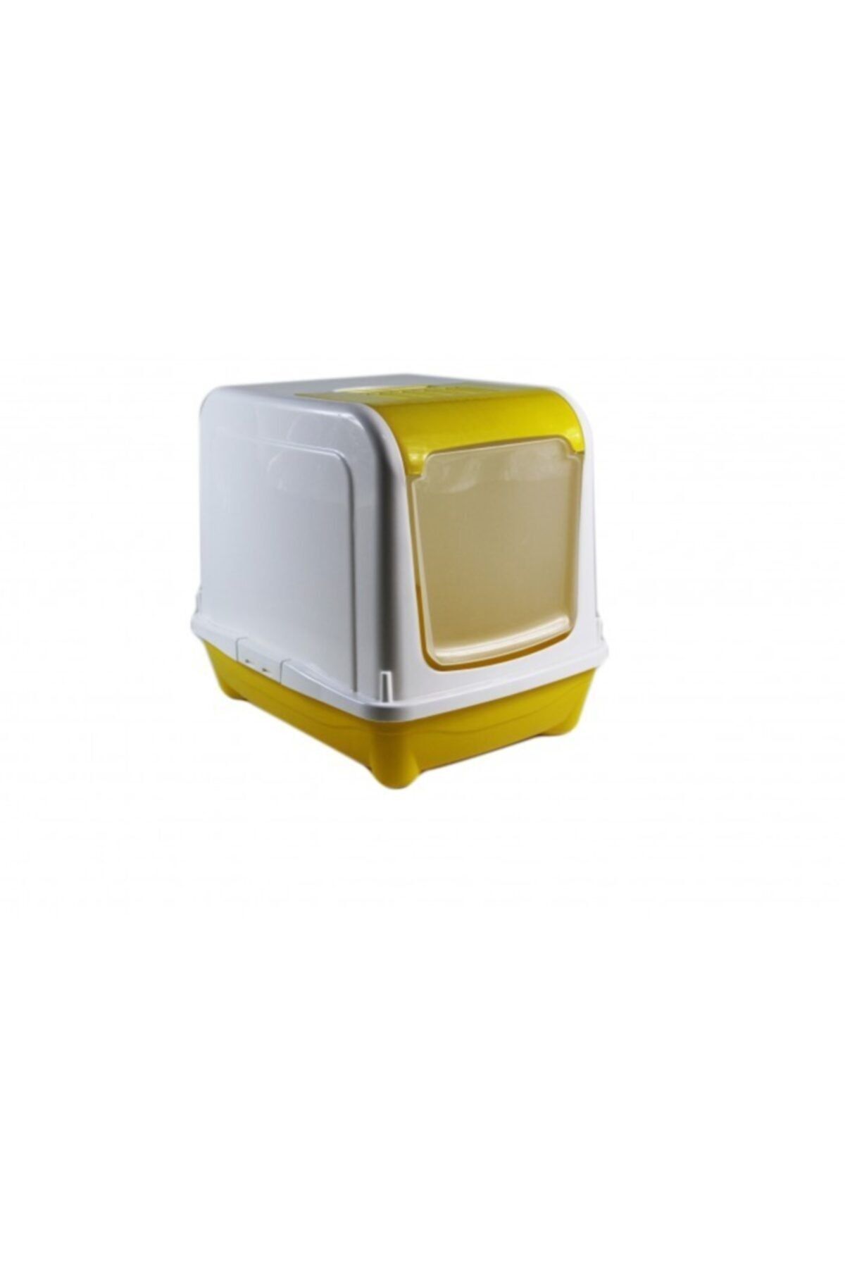 Apco Kapalı Büyük Kedi Tuvalet Kabı Üstten Açılan Sarı Renk