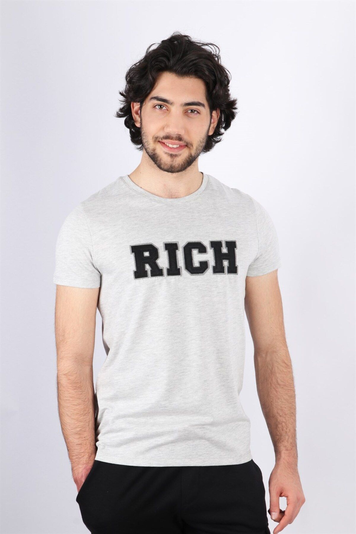 Rich Erkek Nakış Baskılı T-shirt