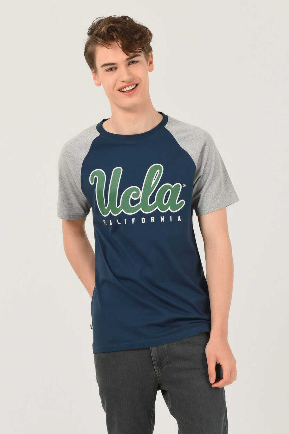 Ucla Canyon Mavi Bisiklet Yaka Erkek T-shirt