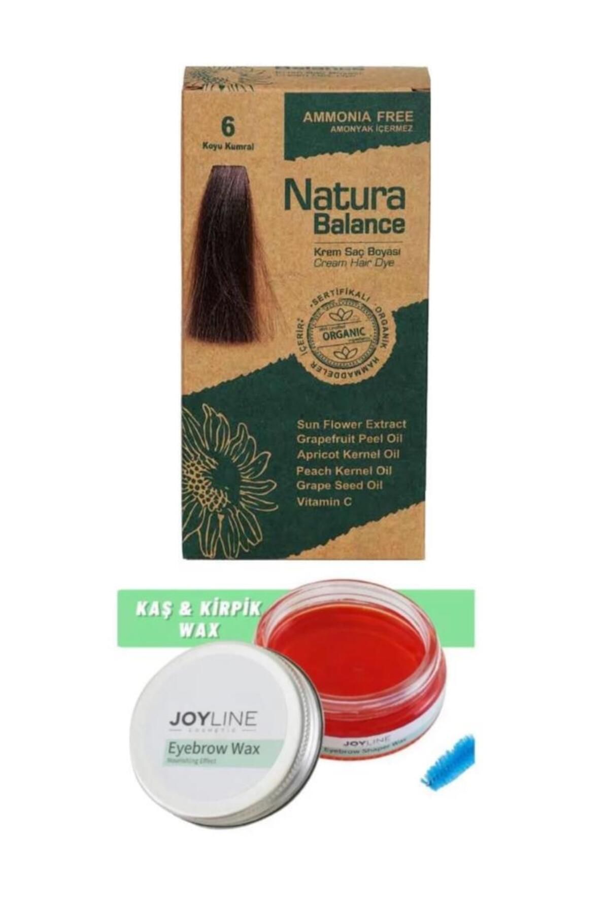 NATURABALANCE Balance Saç Boyası 6 Koyu Kumral+Joy line Kaş Şekillendirici Ve Sabitleyici Wax 50ml