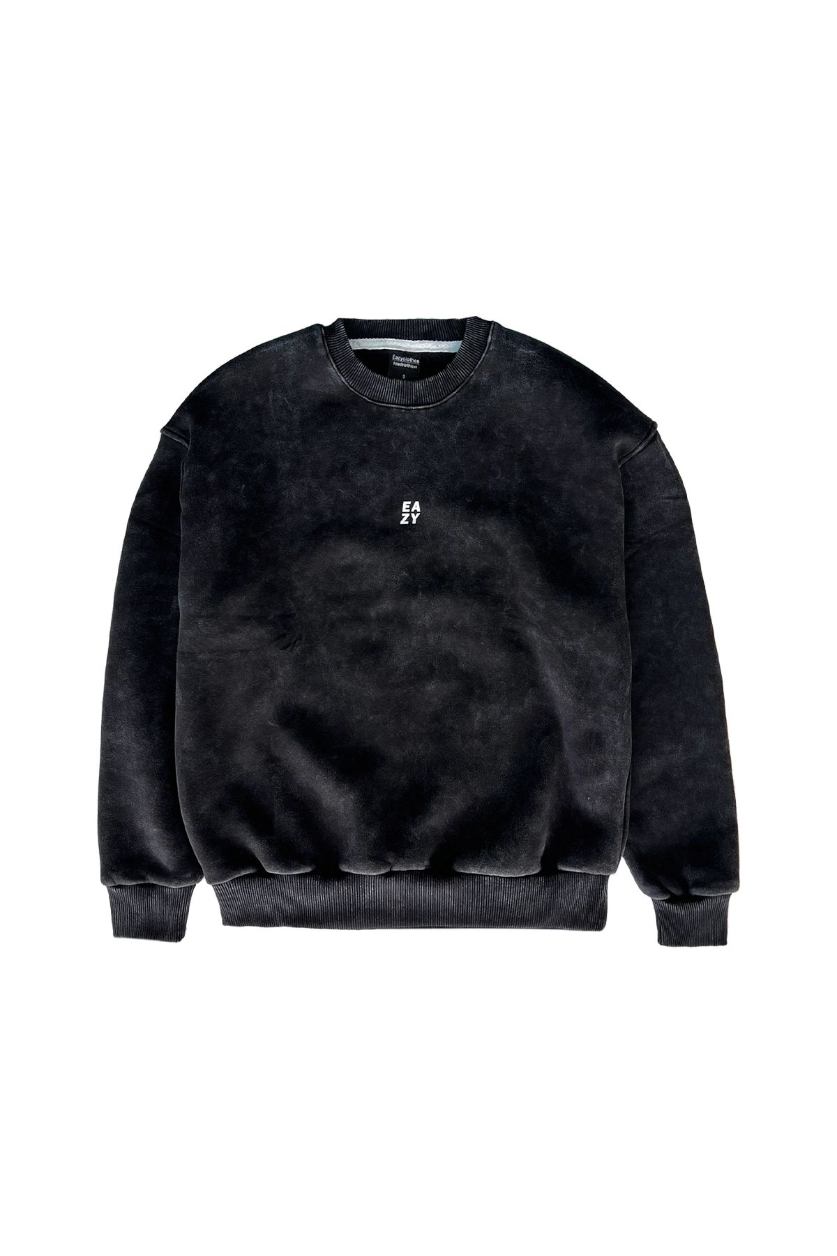 Eazy Co Eazy Basic Oversize Unisex Eskitme Desen Bisiklet Yaka Kalın Sweatshirt