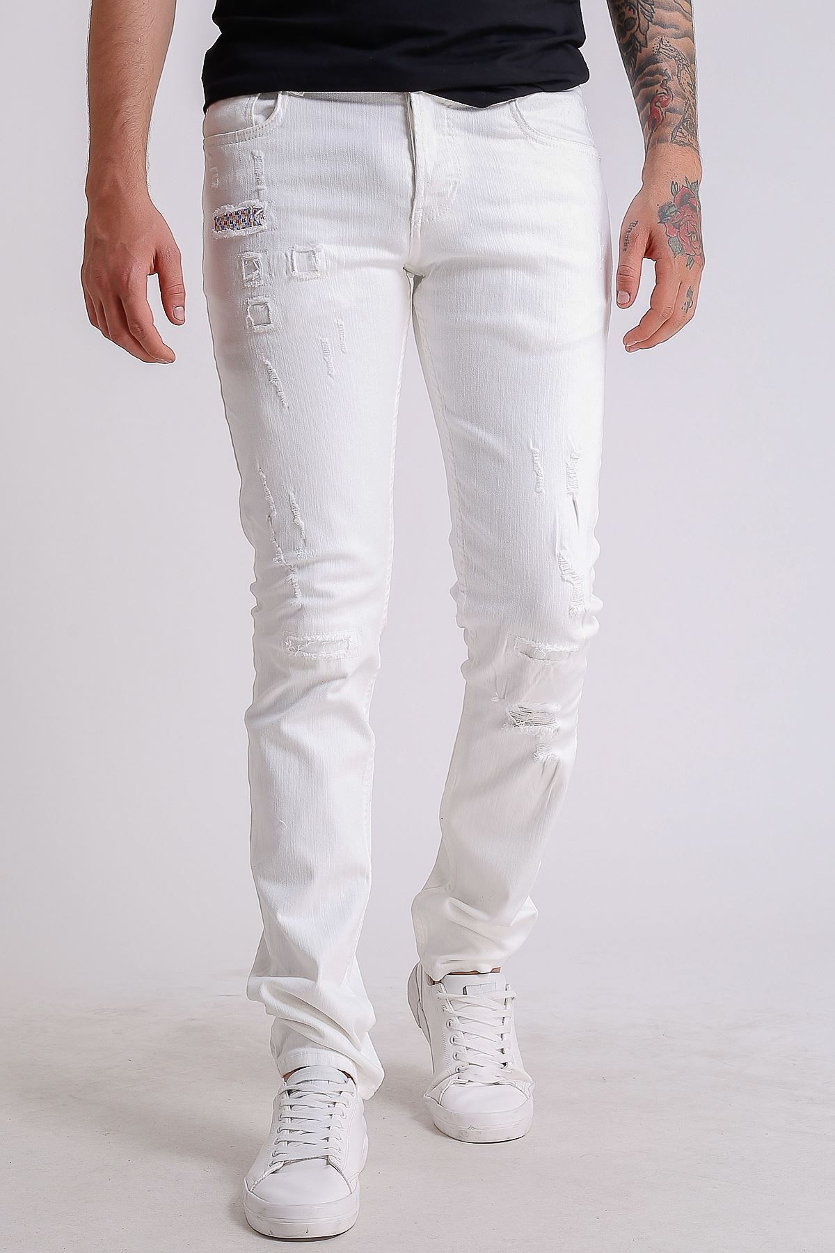 LTC Jeans Beyaz Destroy Slimfit Erkek Kot Pantolon