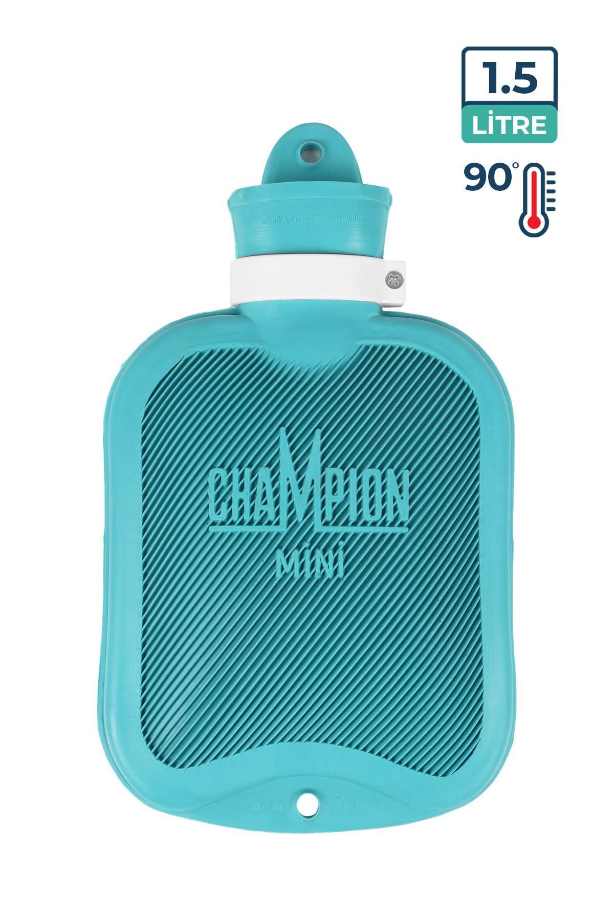 Champion Champion Kauçuk Termofor Mini Sıcak Su Torbası, Kokusuz Sıcak Su Torbası Mavi 1,5 l