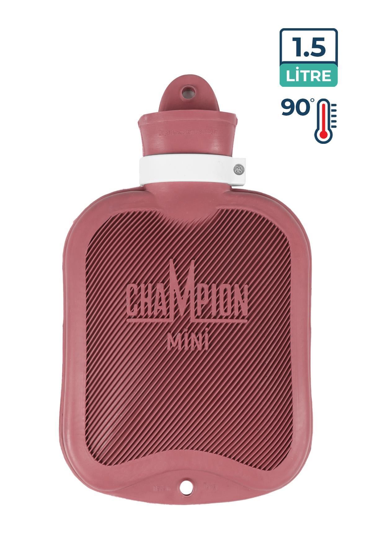 Champion Champion Kauçuk Termofor Mini Sıcak Su Torbası, Kokusuz Sıcak Su Torbası Pembe 1,5 L