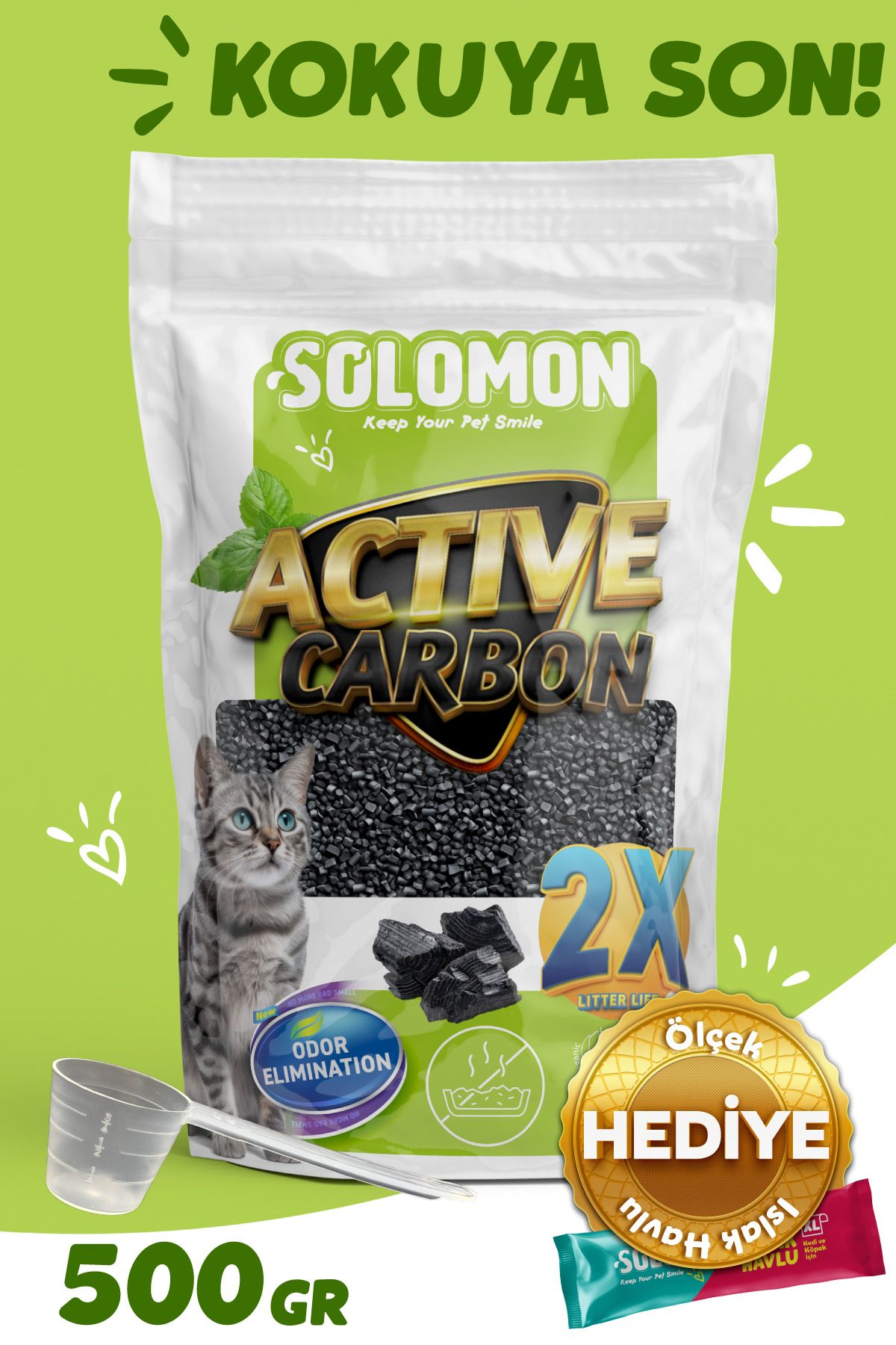 Solomon Active Carbon Kedi Kumu Koku Giderici 500 GR