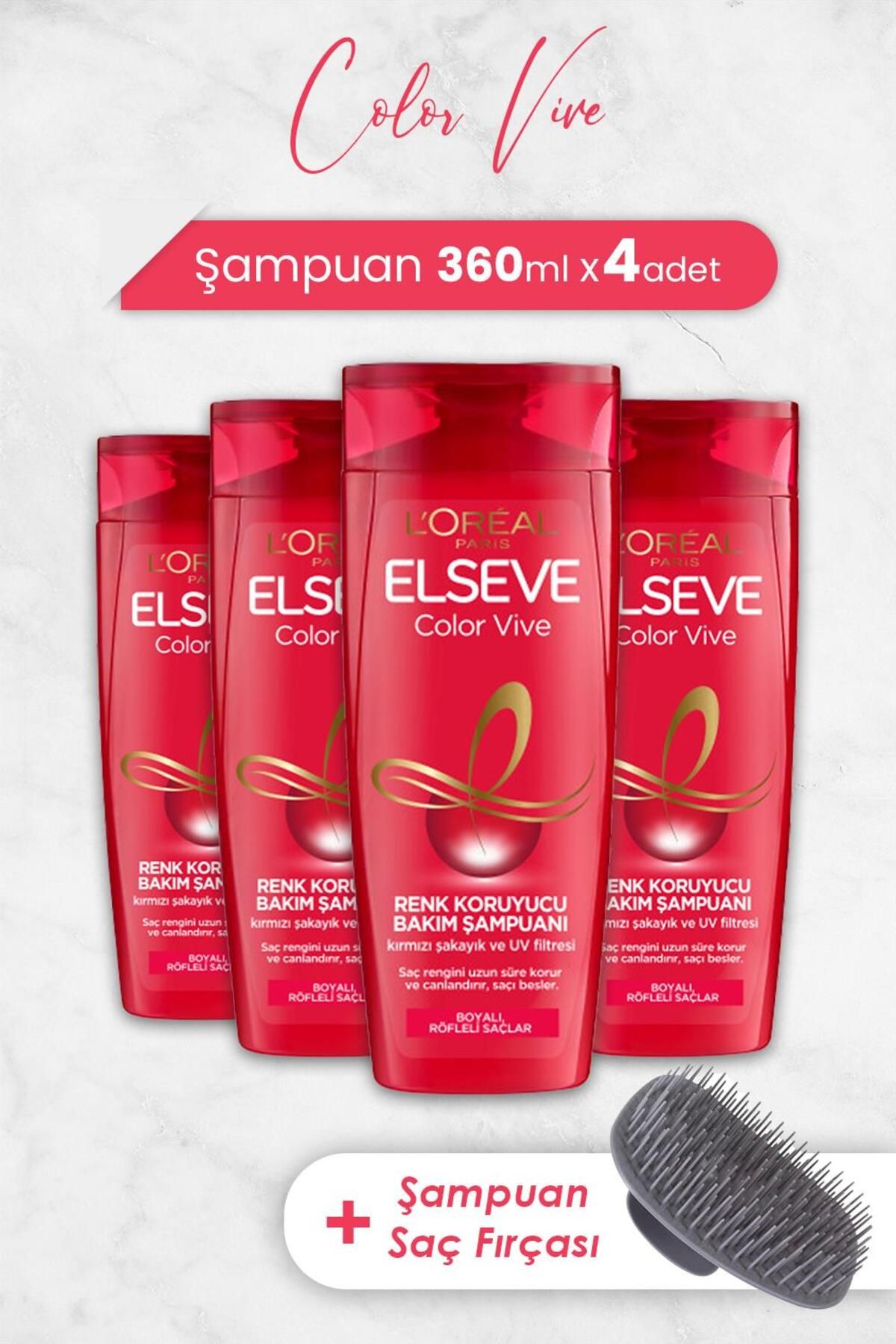 Elseve Color Vive Renk Koruyucu Şampuan 360 ml X 4 Adet Ve Şampuan Fırçası