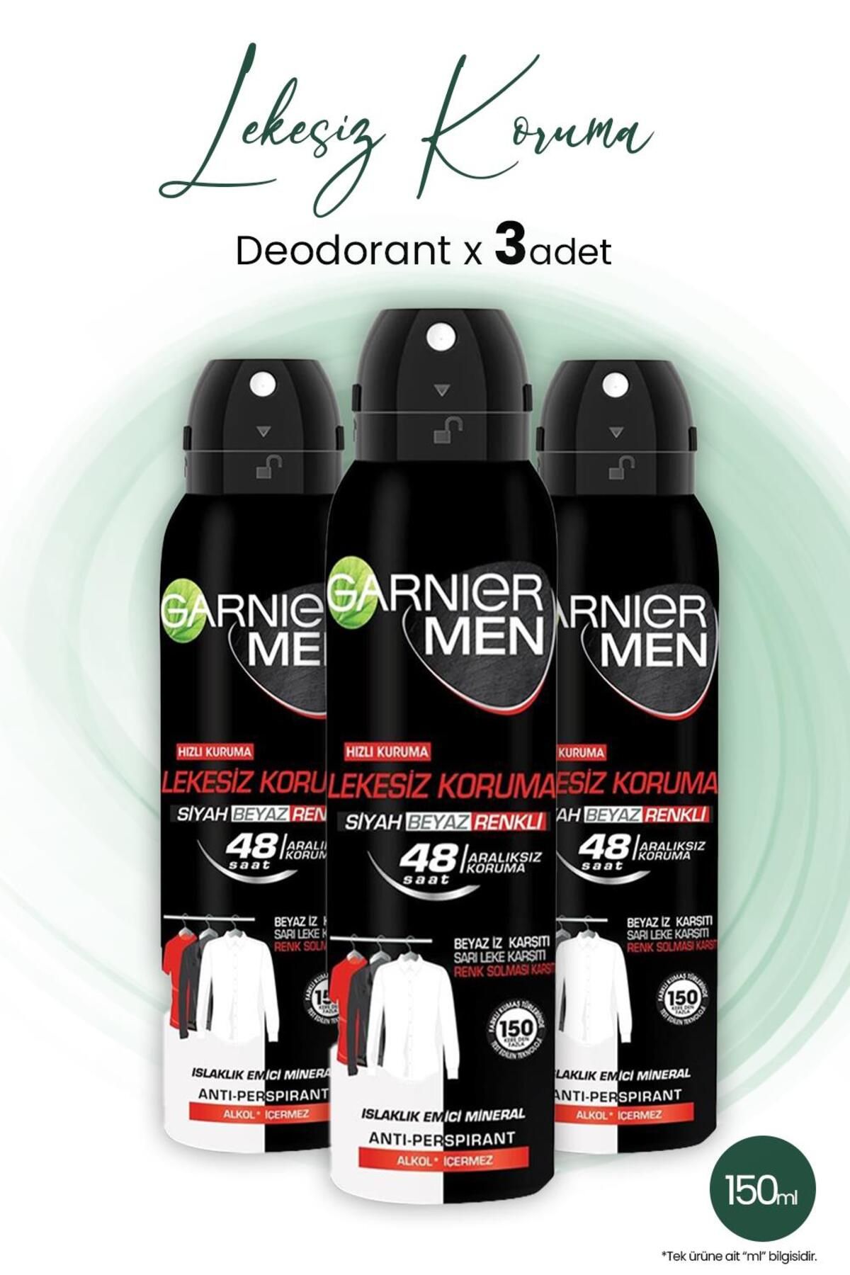 Garnier Men 48h Lekesiz Koruma Erkek Deodorant 150 ml X 3 Adet