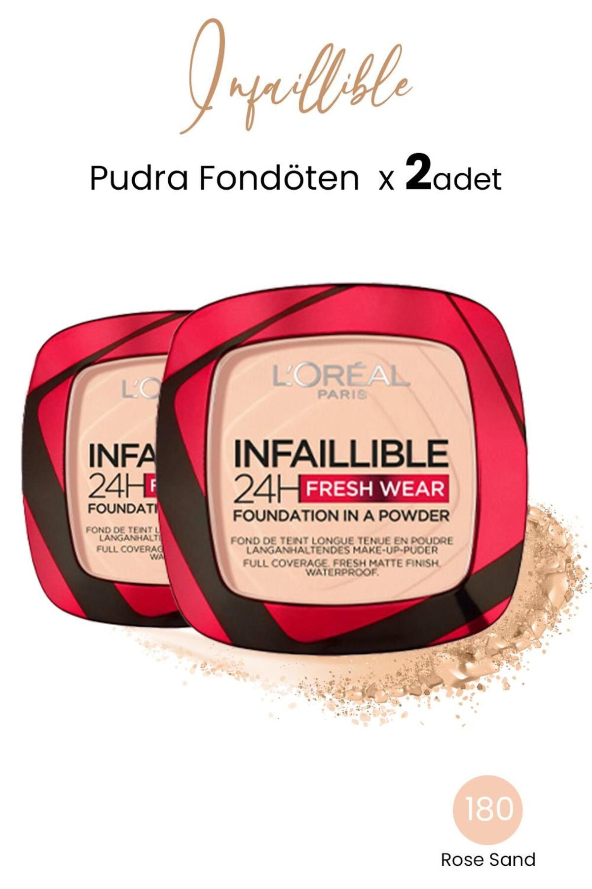 L'Oreal Paris Loreal Paris Infaillible 24H Fresh Wear Pudra Fondöten 180 Rose Sand x 2 Adet