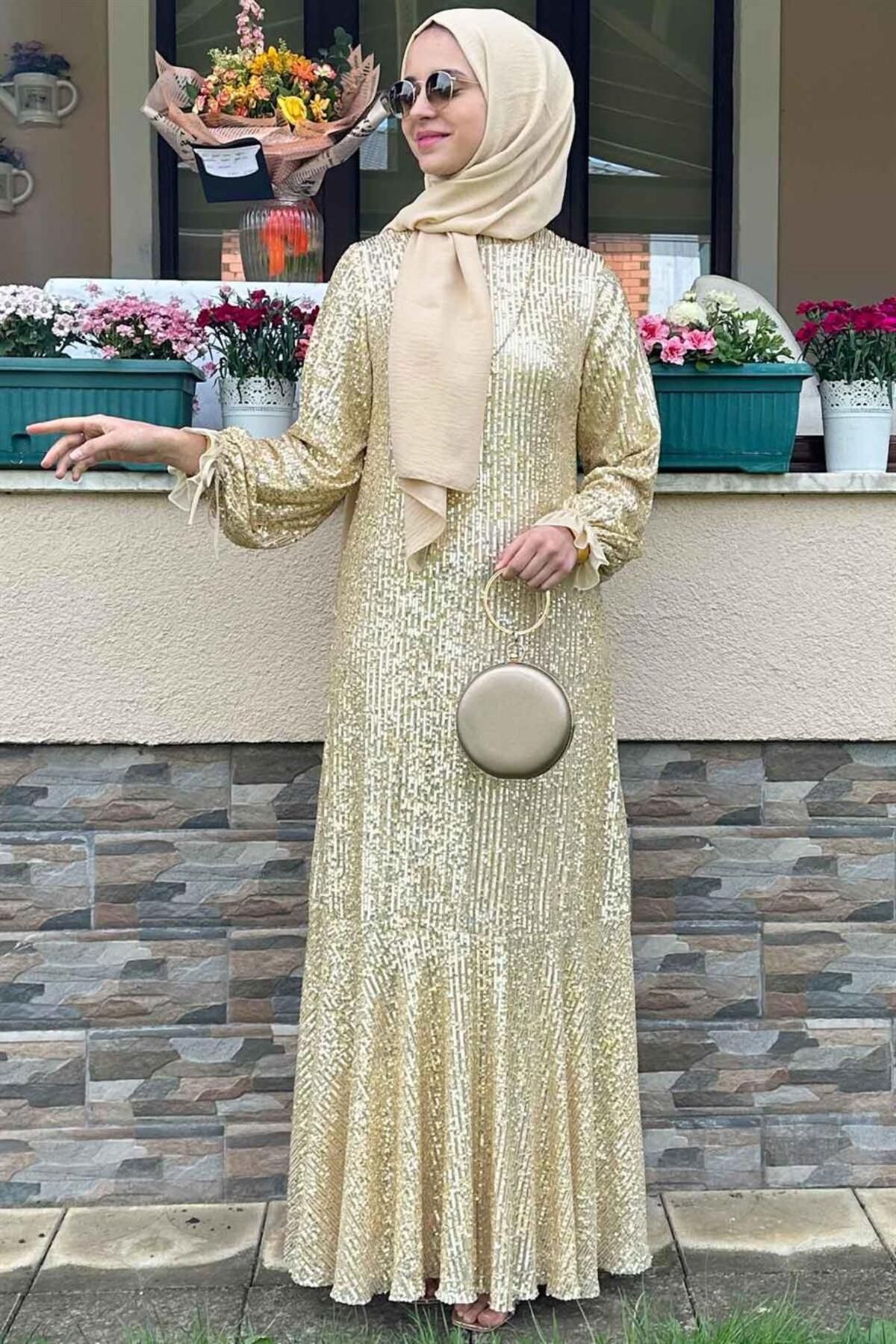 Rabia Şamlı Pırıl Gold Elbise