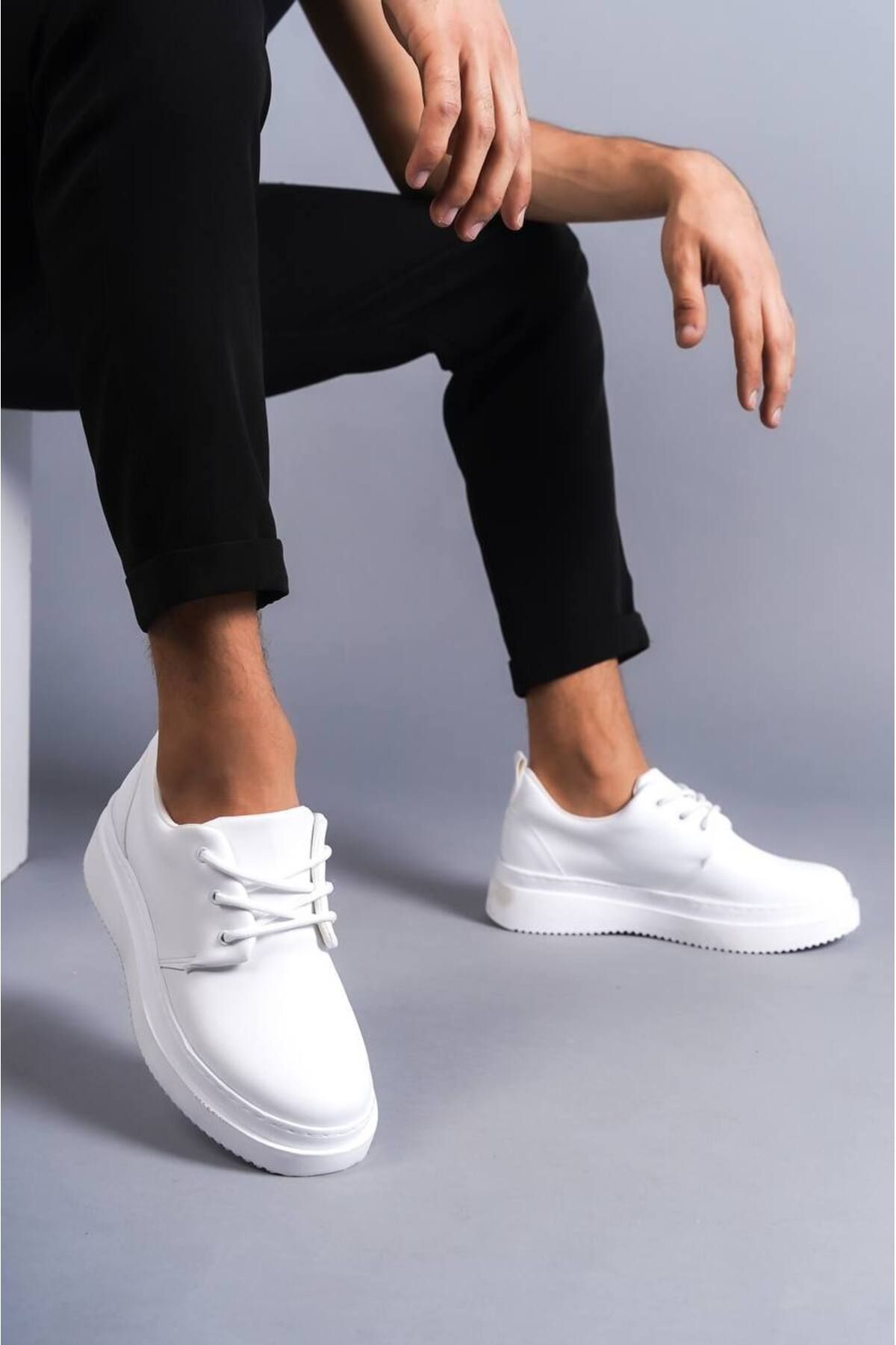 BZ Moda B-X3 BT Bağcıklı Ortopedik Taban Erkek Klasik Ayakkabı Beyaz