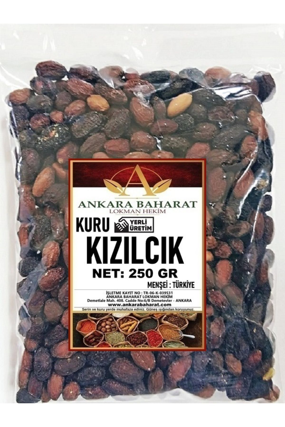 ankara baharat lokman hekim Kızılcık Kurusu - 250 gram - Doğal Kurutulmuş