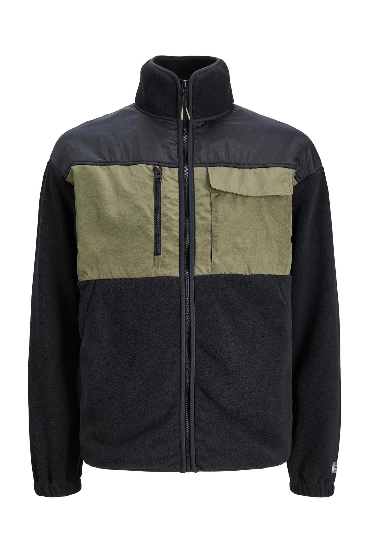 Jack & Jones Jack&Jones Dik Yaka Rahat Kesim Siyah-Yeşil Erkek Polar 12247261