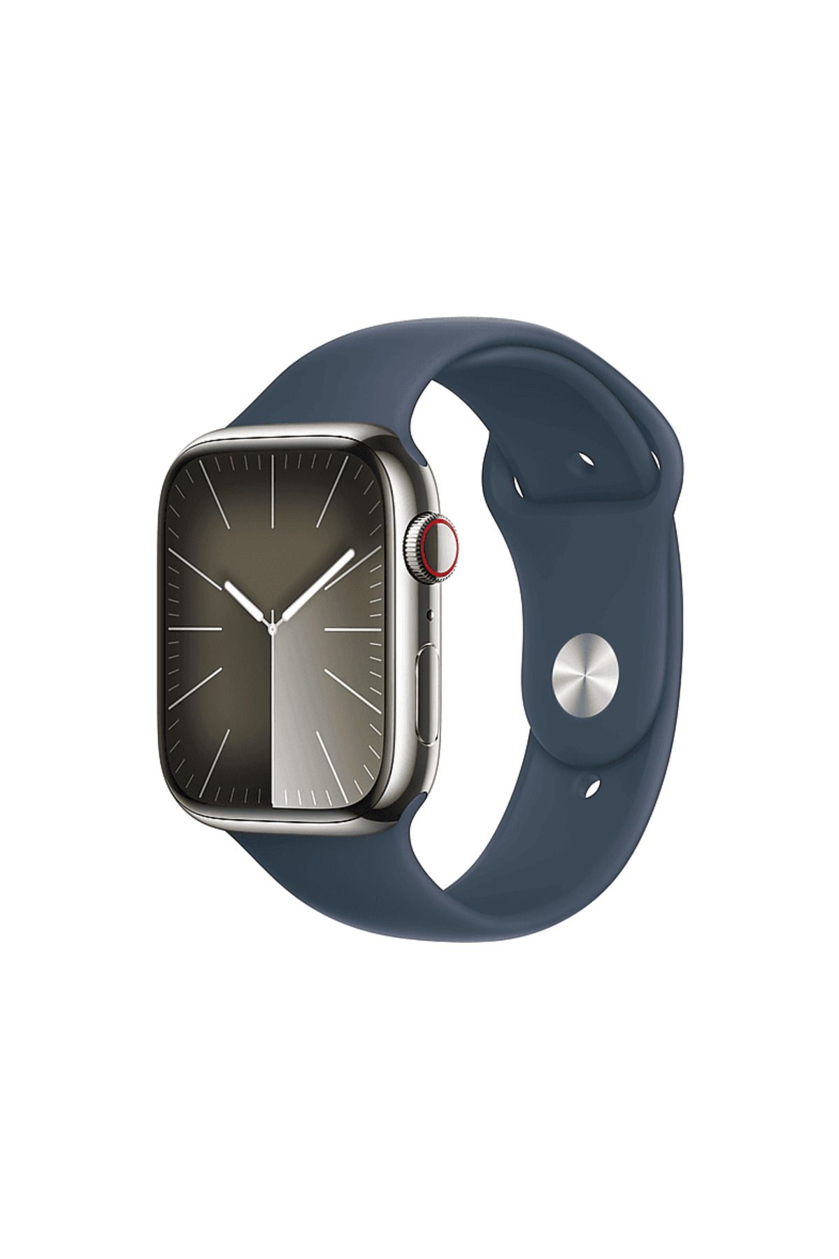 Apple Watch Series 9 GPS + Cellular MRMP3TU/A 45 mm Gümüş Rengi Paslanmaz Çelik Kasa ve Fırtına Mavisi Sp
