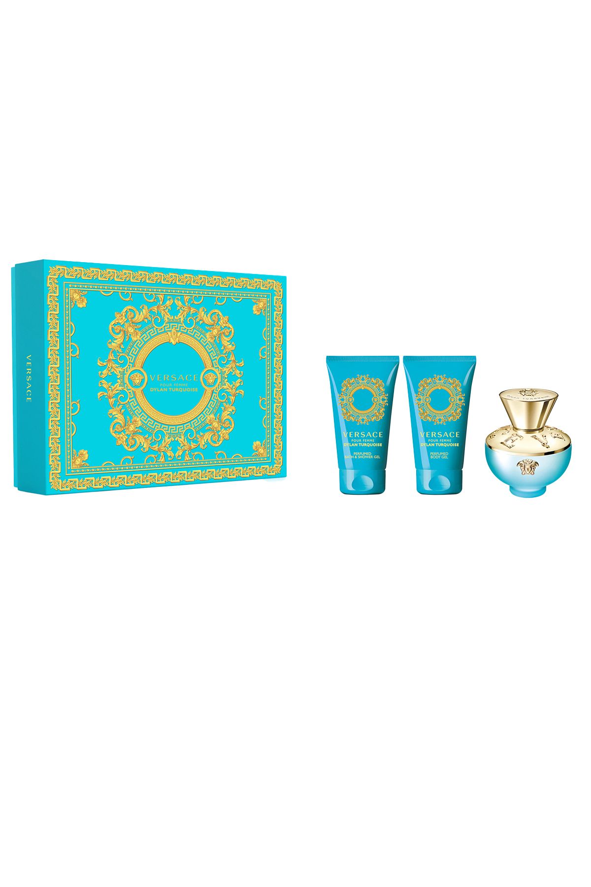 Versace Dylan Turquoise EDT 50 ML Set (Perfume 50ML+Shower Gel 50ML+Body Lotion50ML)