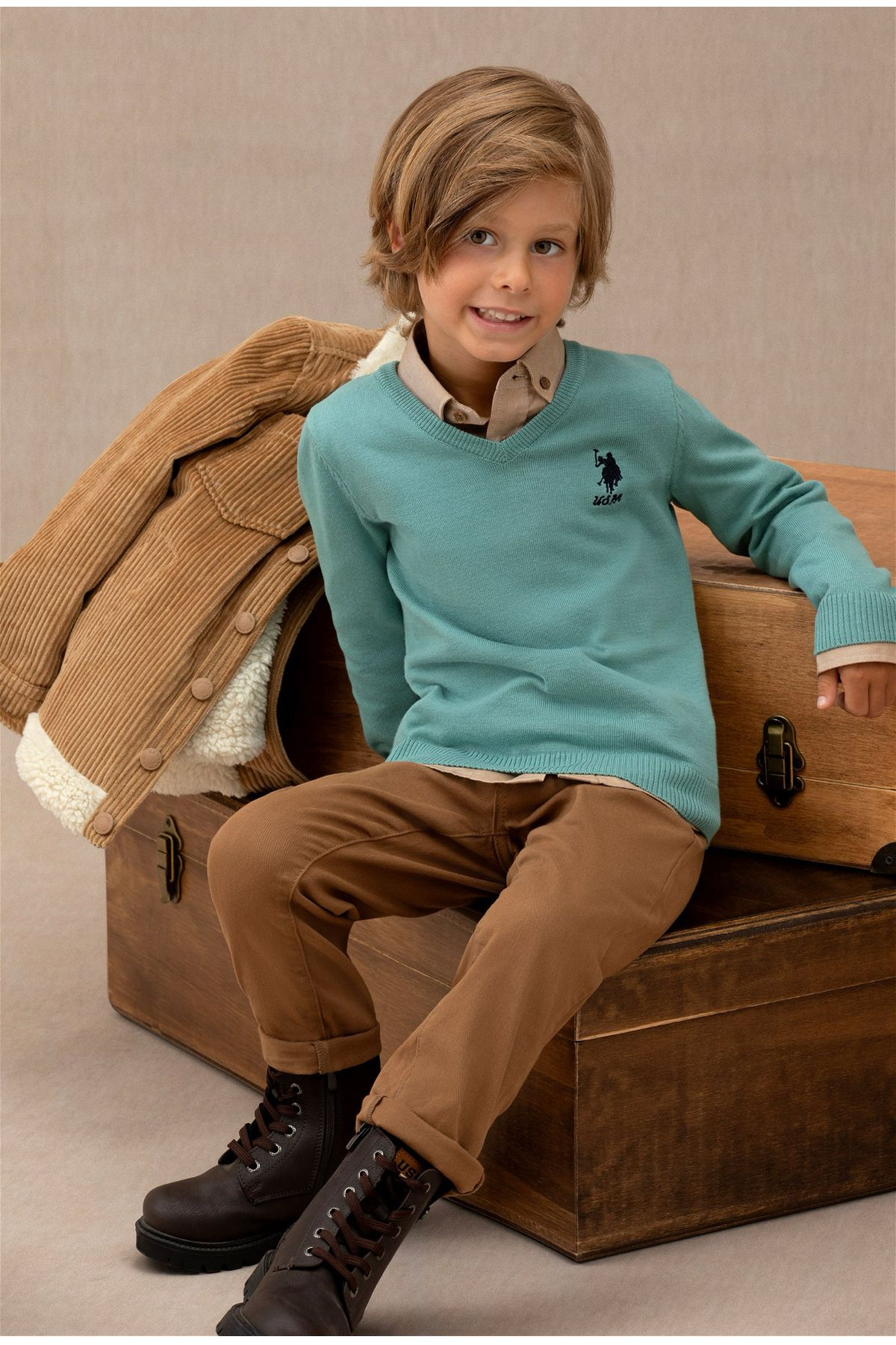 U.S. Polo Assn. U.S. Polo Assn. Kahve Erkek Çocuk Slim Fit Kanvas Pantolon
