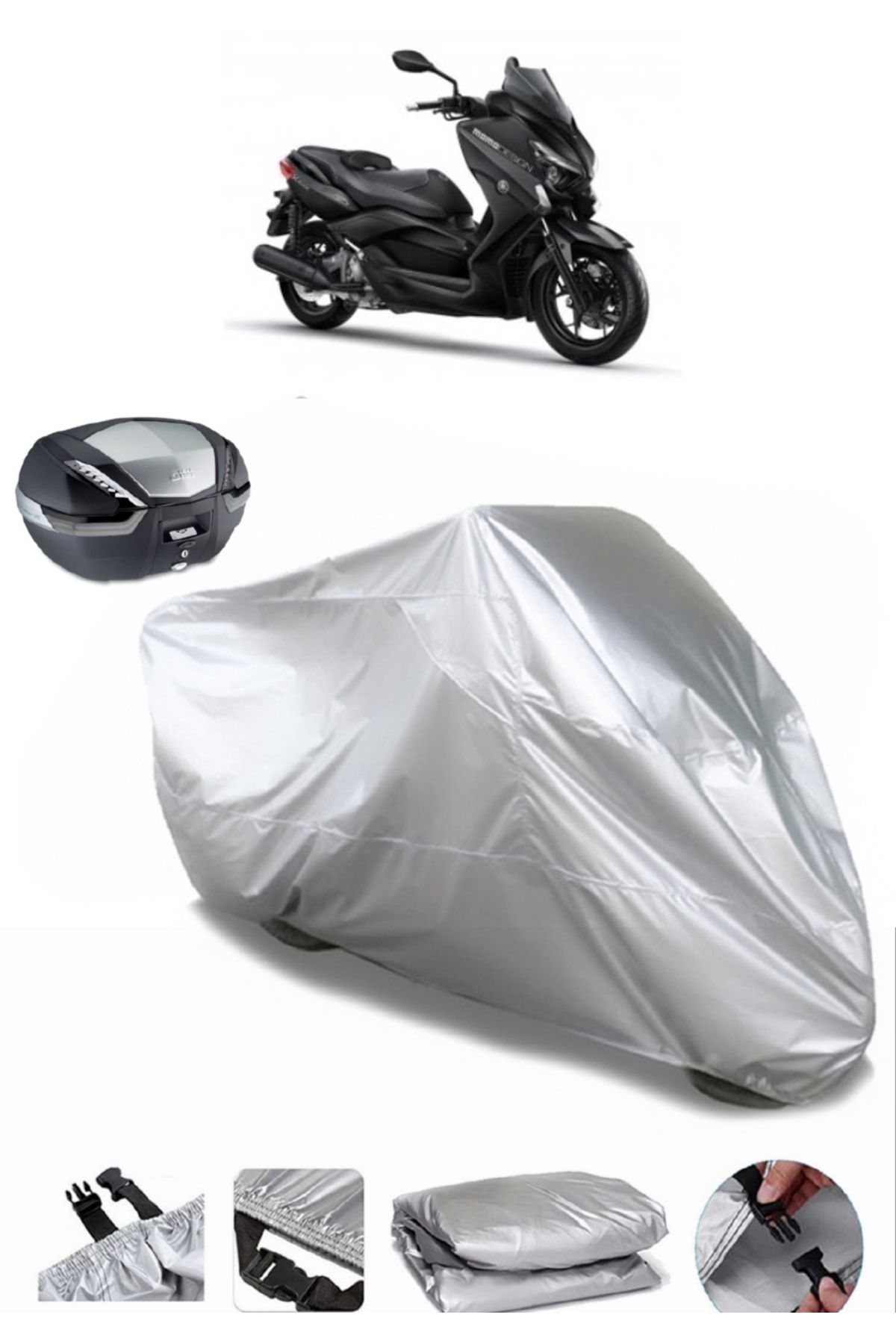 Breen Yamaha X-Max 250 MomoDesign Arka Çanta Uyumlu Branda Motosiklet Brandası ( KİLİT UYUMLU)