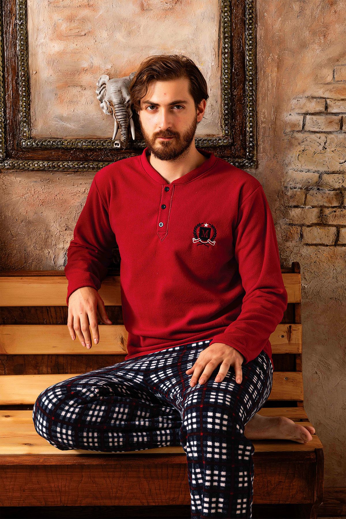 Nisanca Kışlık Erkek Polar Pijama Takımı - Casual Erkek Pijaması