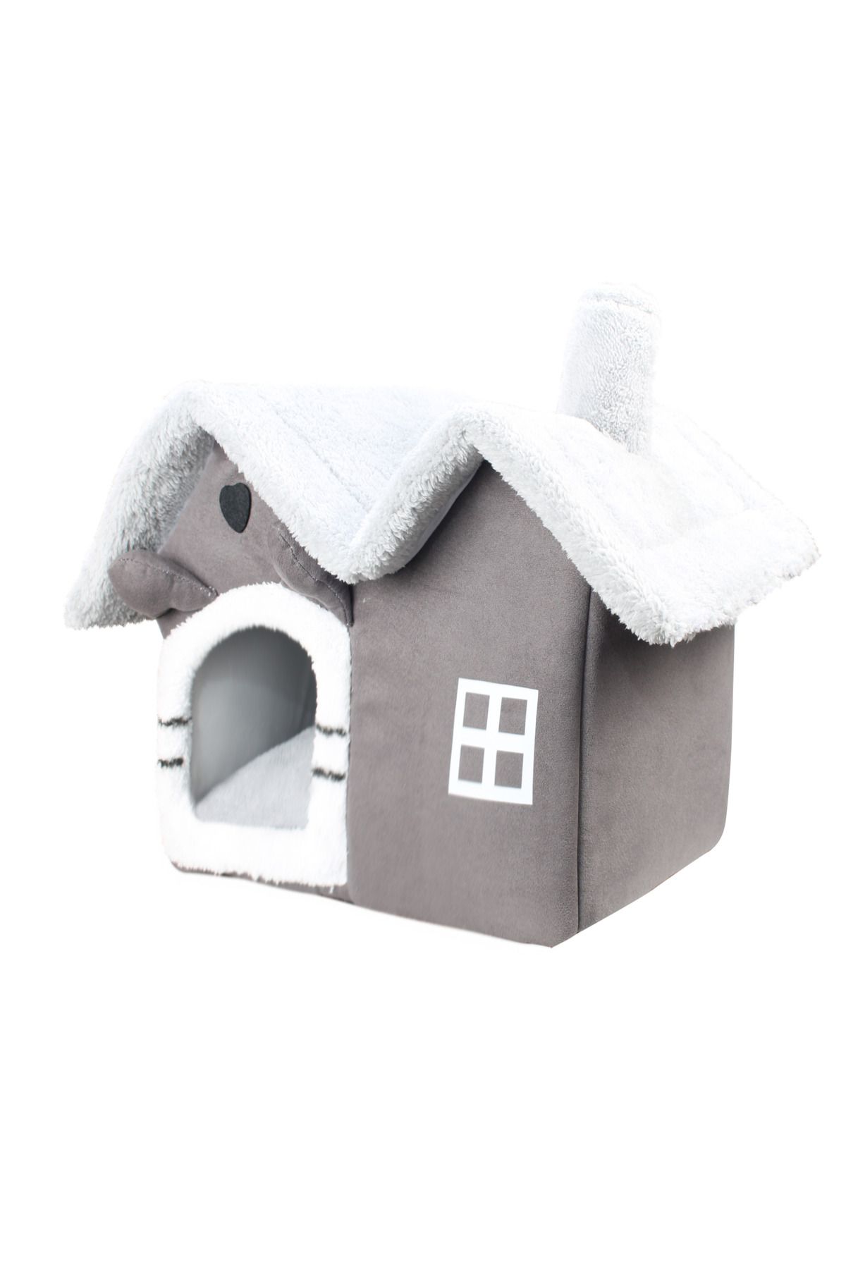 TİNEKE PETSHOP Kedi evi Yumuşak kedi yatağı derin uyku ve kış evi çıkarılabilir minder -VİLLA ( FÜME )1ADET