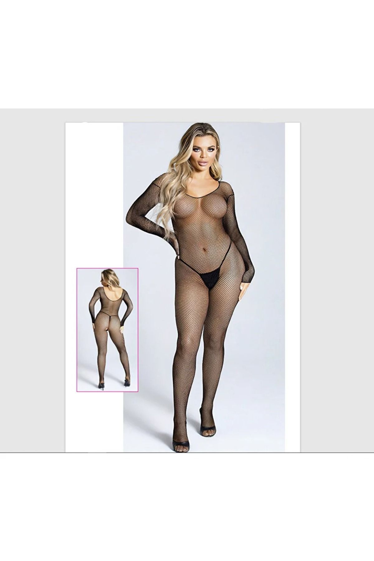 NARIYA Kadın Fantezi Takım File Detaylı Dantelli Gece Kıyafeti Özel Kostüm Fantezi Seksi Vücut Çorabı Body