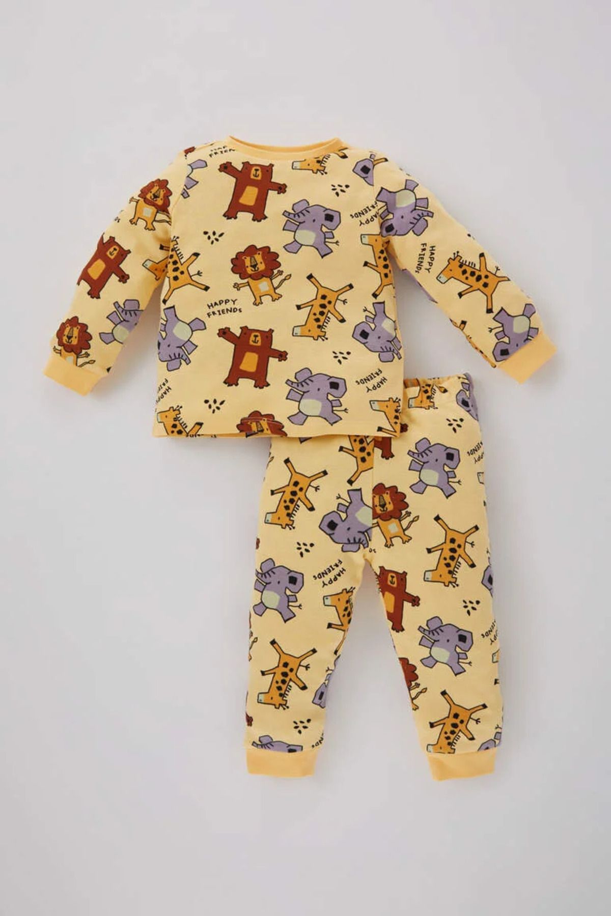 Defacto Erkek Bebek Safari Baskılı Uzun Kollu Penye Pijama Takımı